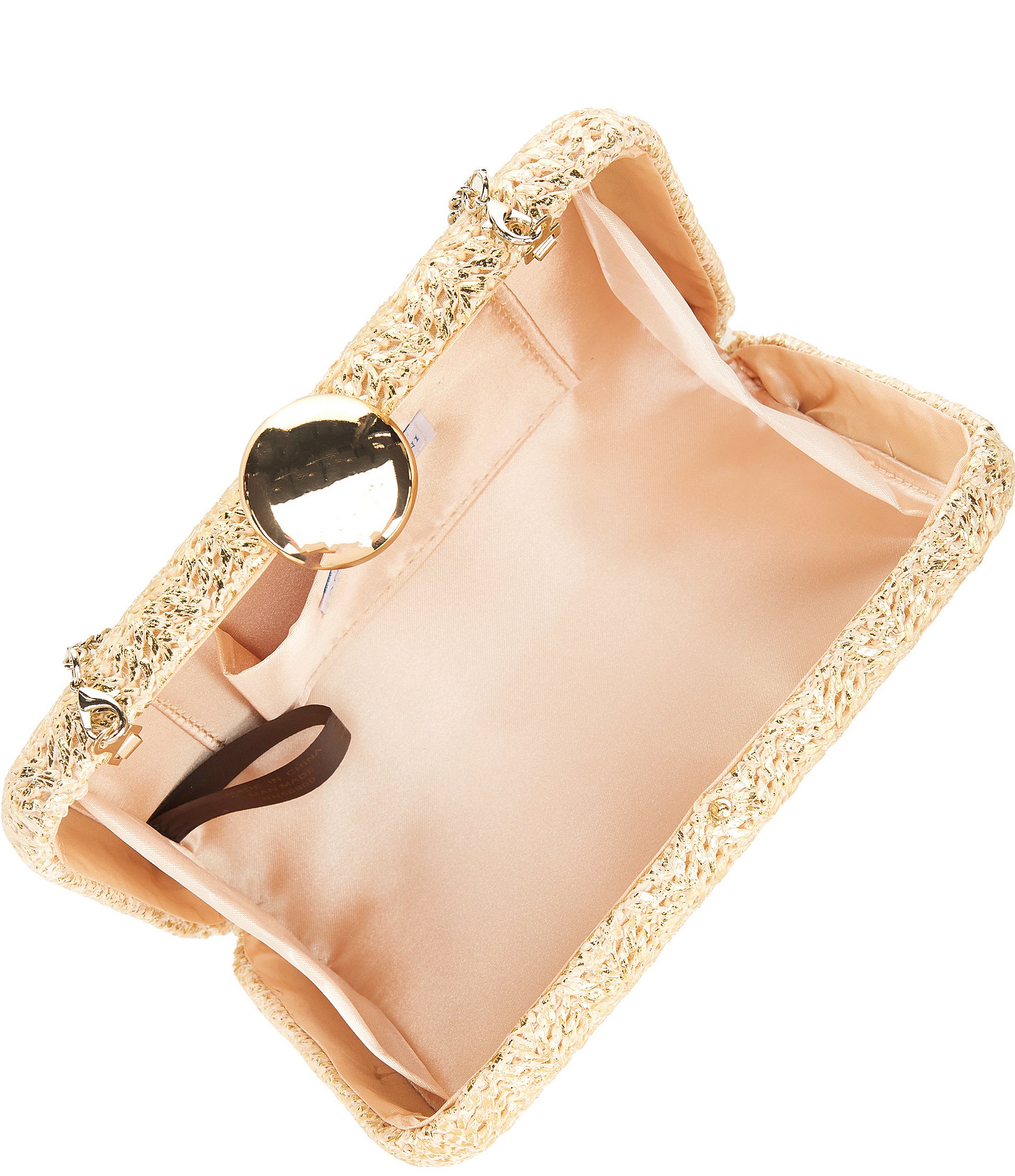 Antonio Melani Gold Straw Minaudiere Clutch