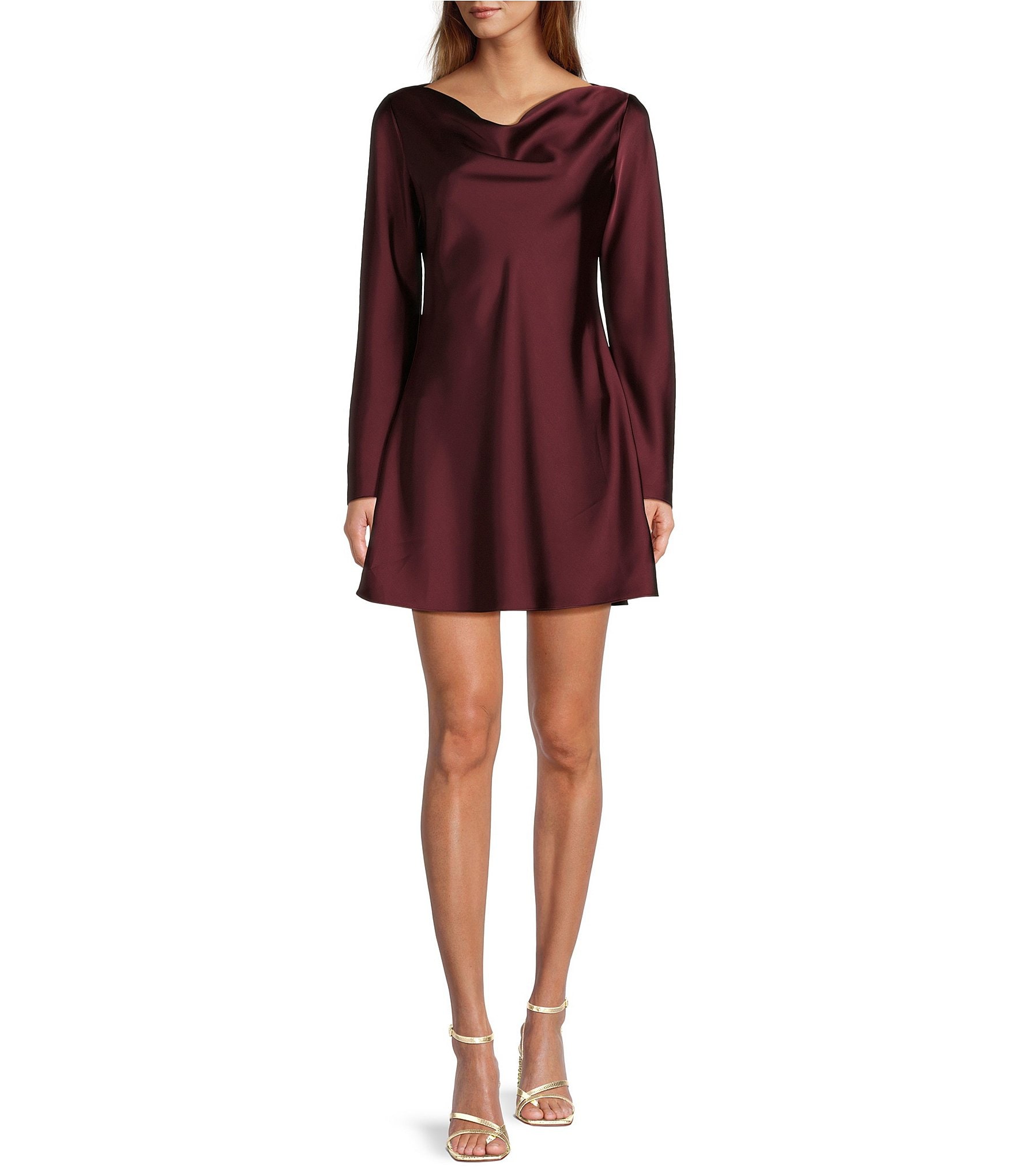 Antonio Melani Hanna Long Sleeve Drapey Satin Shift Dress | Dillard's