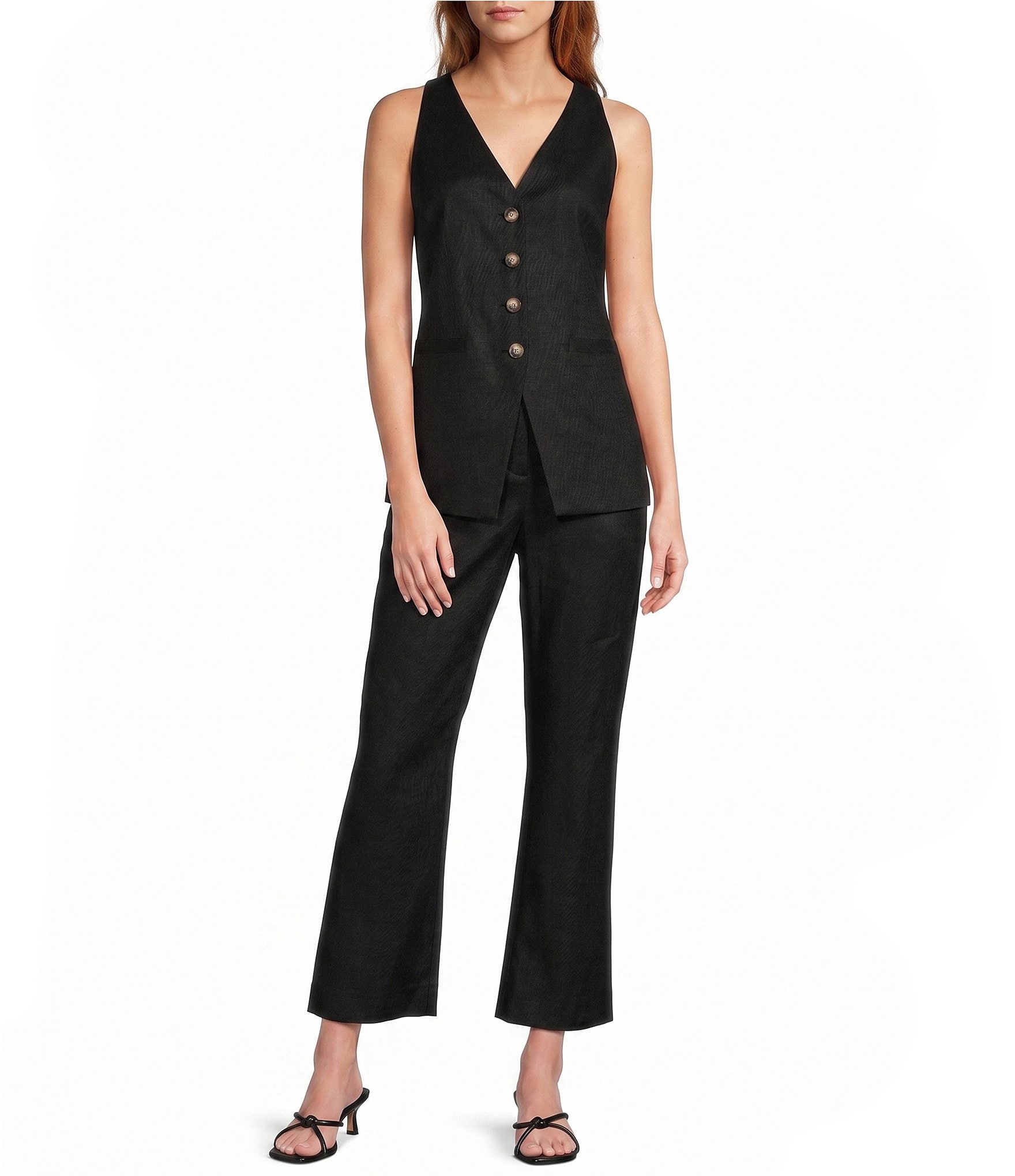 Antonio Melani Josie V-Neck Sleeveless Button Front Vest