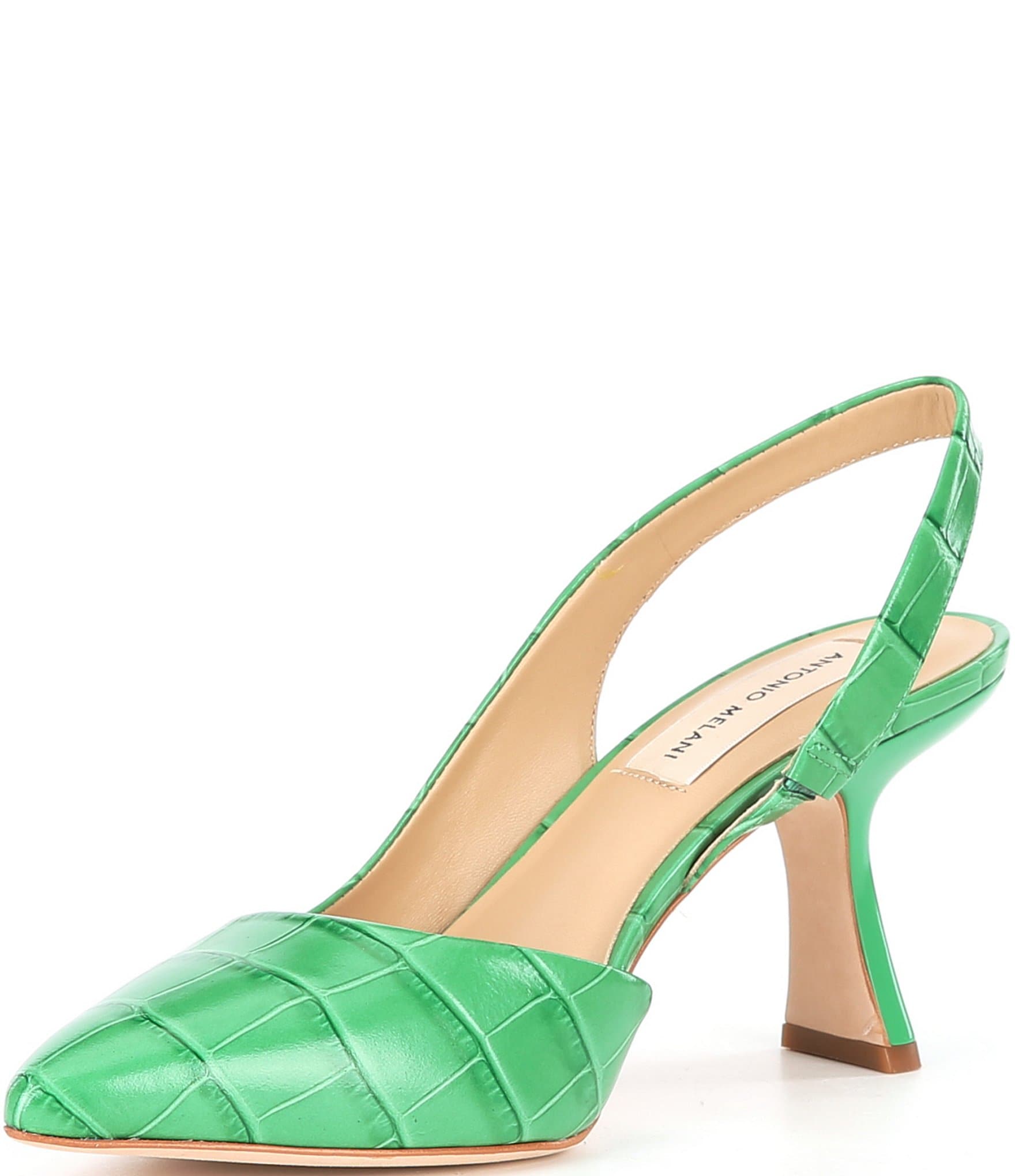 Antonio Melani Kacy Slingback Crocodile Embossed Leather Pumps
