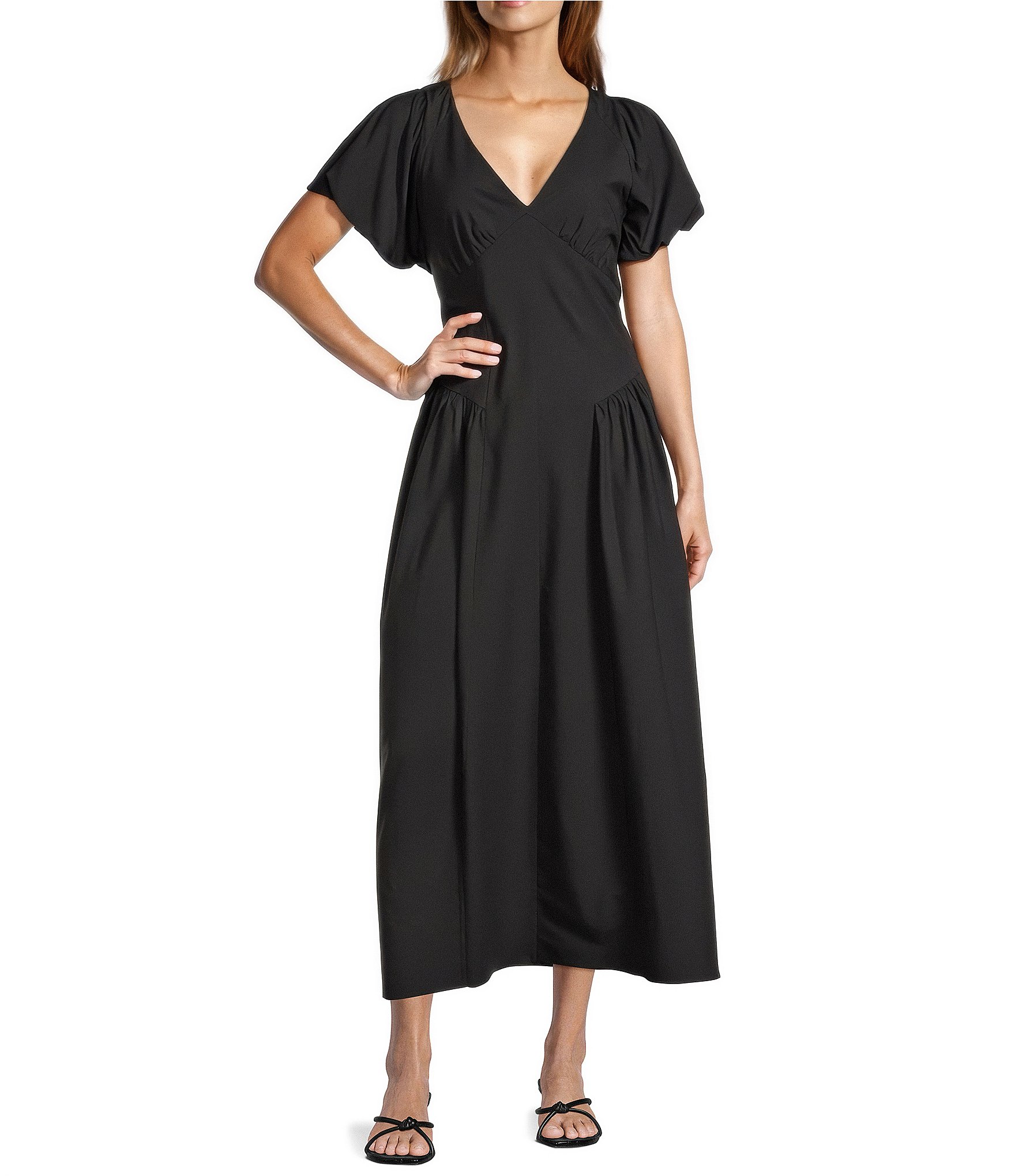 Antonio Melani Kiara Short Puff Sleeve A-Line Maxi Dress