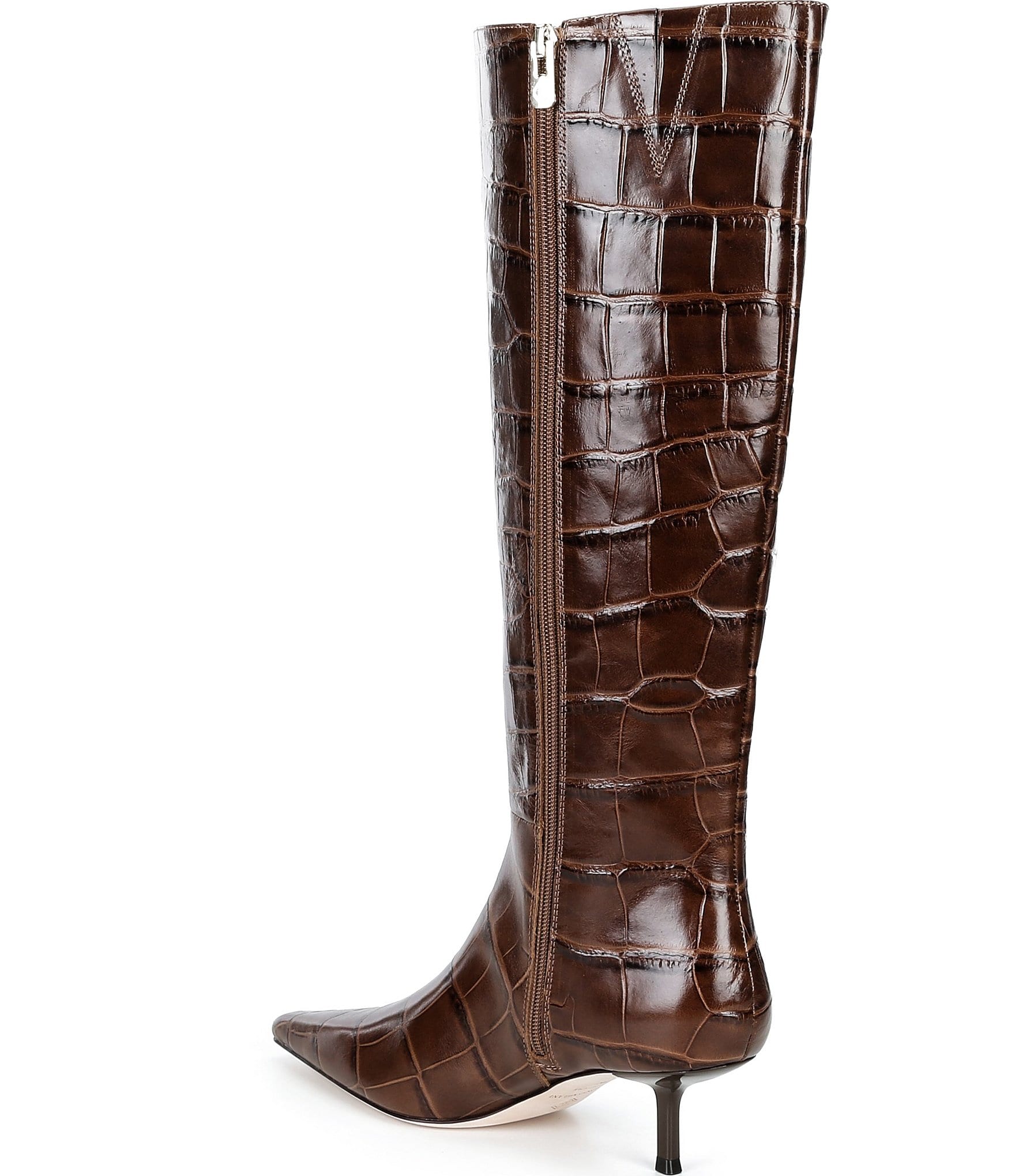 Antonio Melani Lance Crocodile Embossed Leather Low Heel Boots