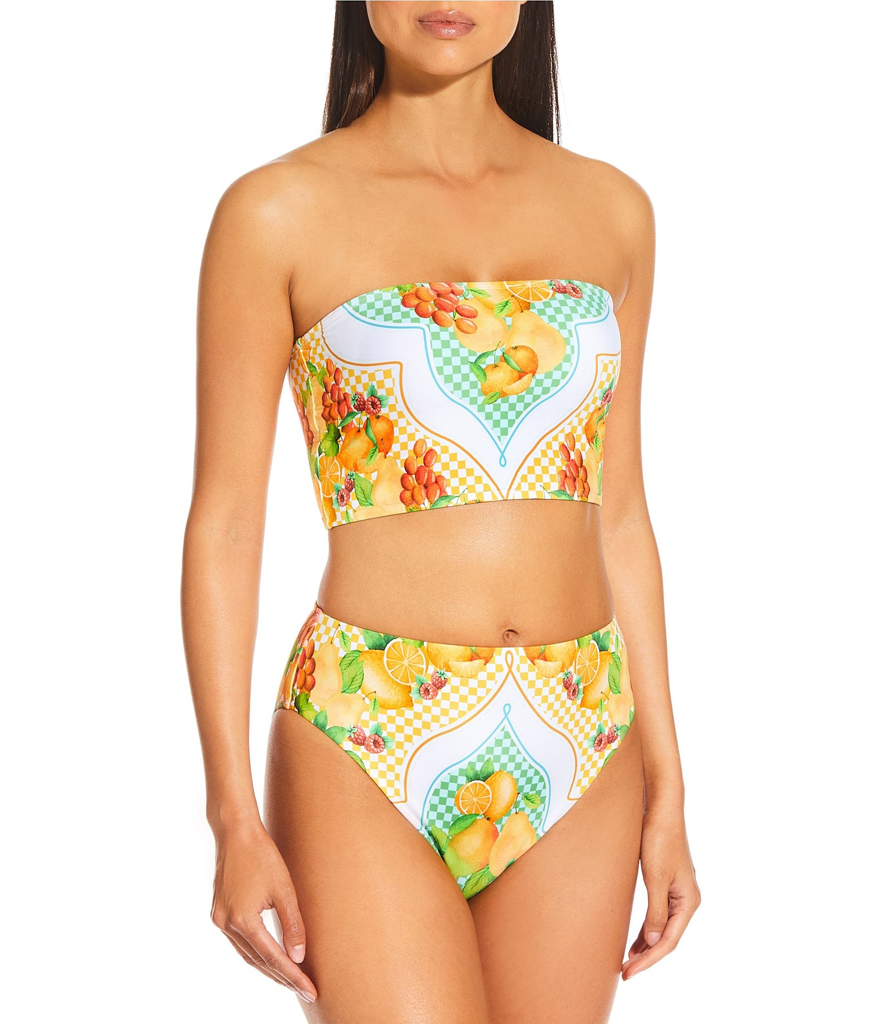 Antonio Melani Lemons Detachable Halter Strap Bandeau Swim Top