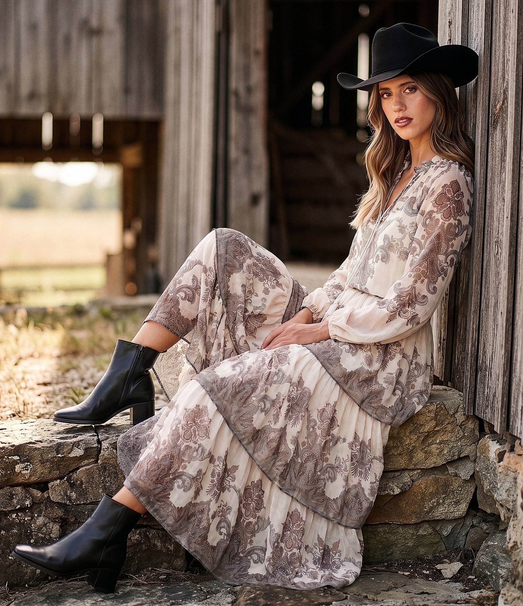 Antonio Melani Lilith Paisley Print Voile Split V-Neck Tie Front Long Sleeve Coordinating Blouse