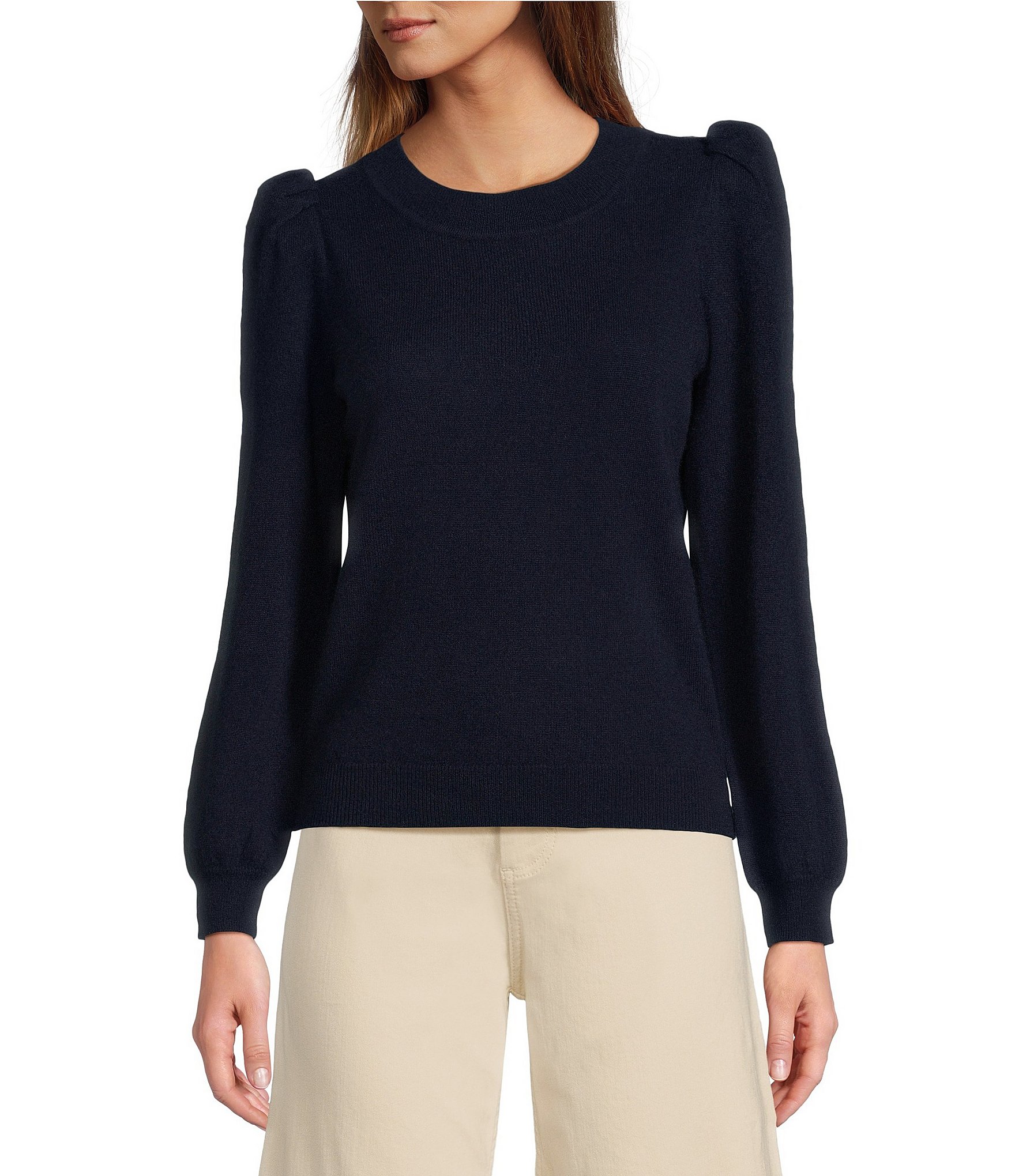 Antonio Melani Lisa Puff Sleeve Crew Neck Cashmere Sweater