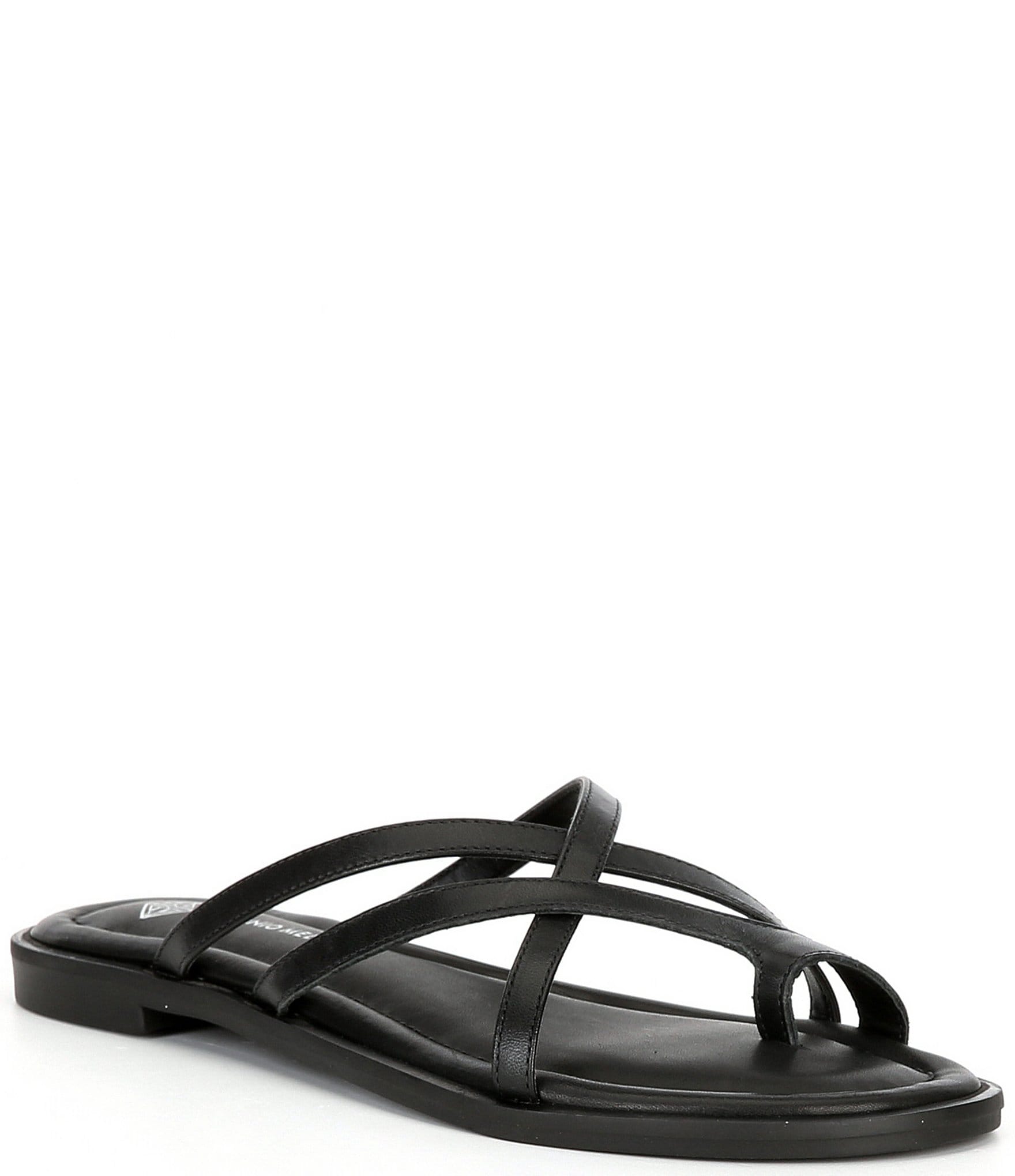Antonio Melani Logann Leather Strappy Toe Loop Flat Thong Sandals ...