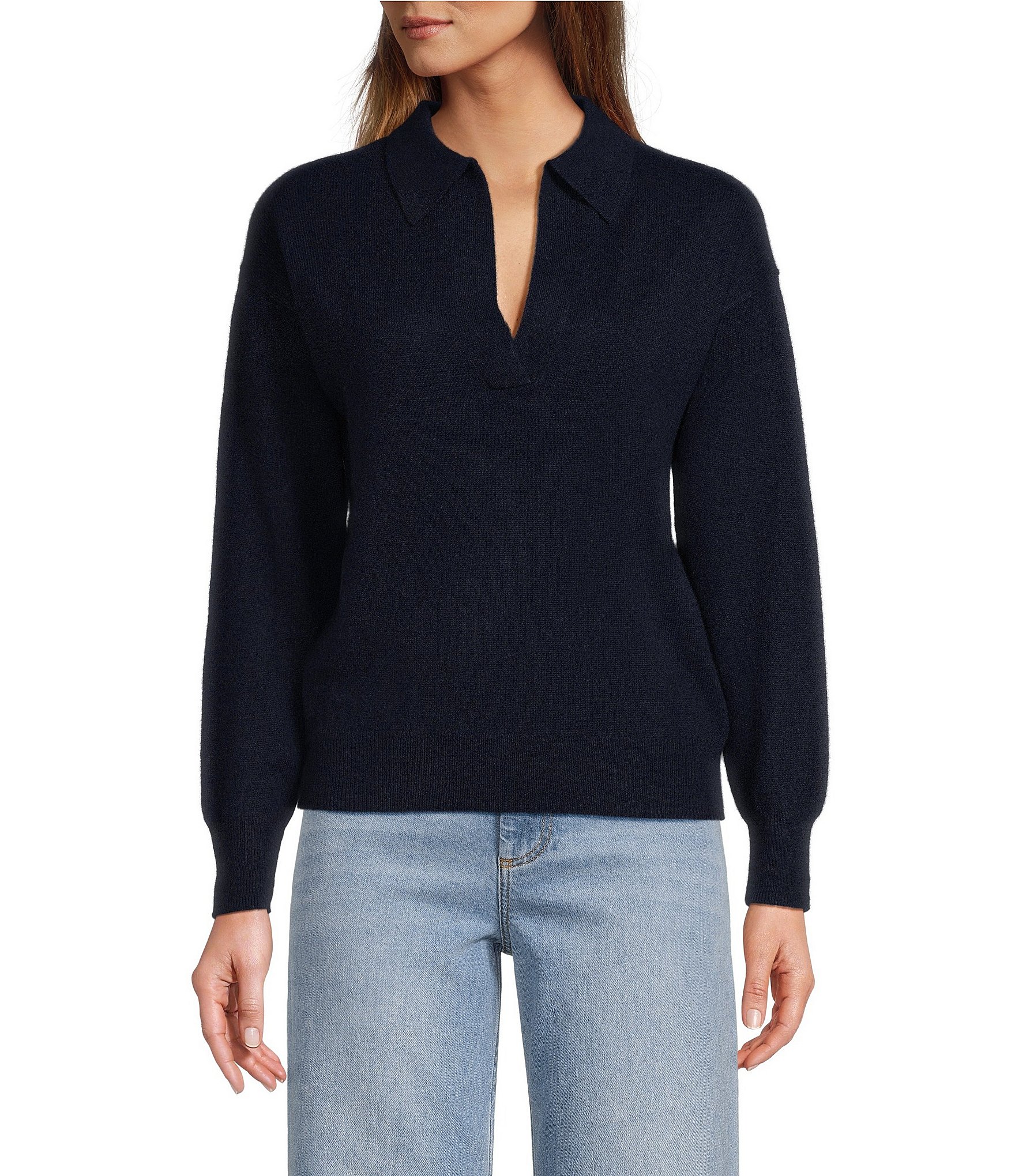 Antonio Melani Luxury Collection Maddie Cashmere Henley Long Sleeve Knit Sweater