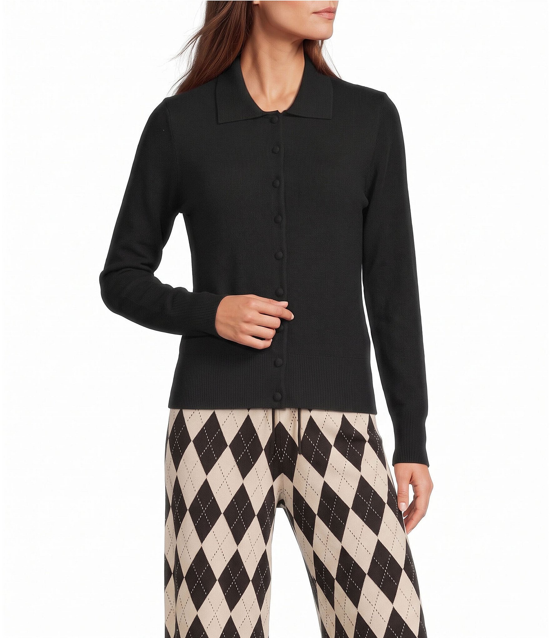 Antonio Melani Luxury Collection Ophelia Cashmere Point Collar Button Front Cardigan