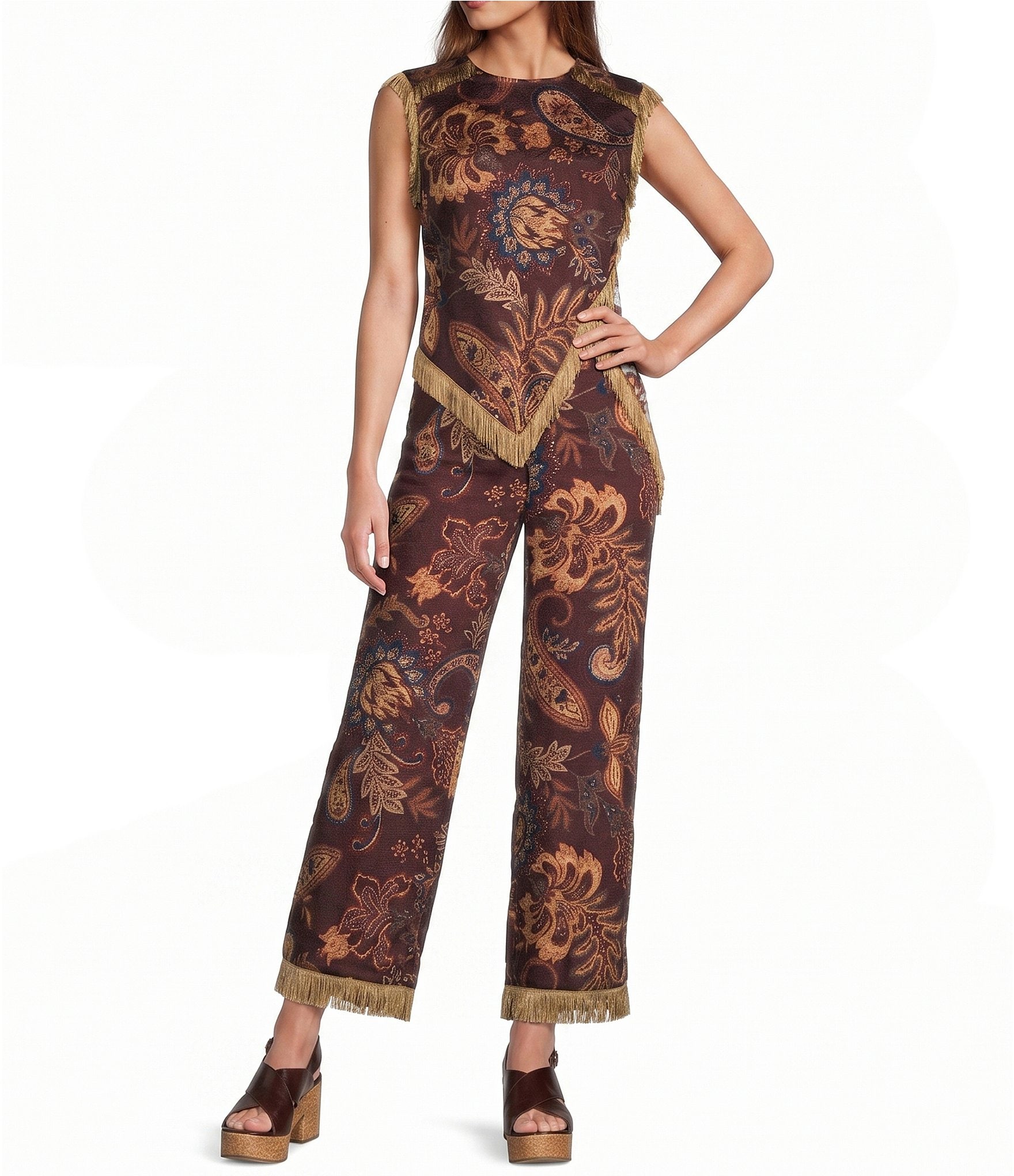 Antonio Melani Margaret Paisley Flat Front Pants