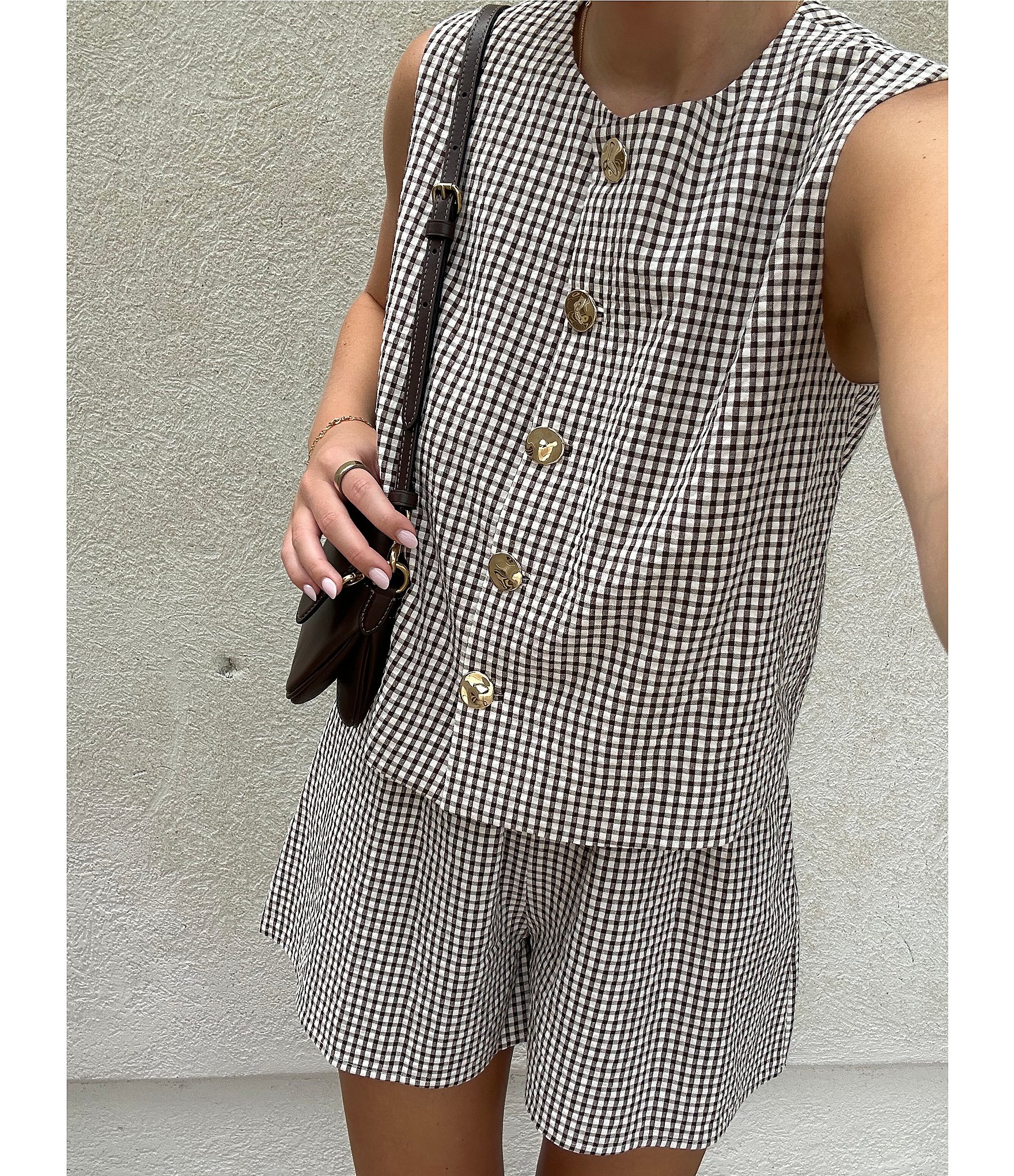 Antonio Melani Maria Gingham Sleeveless Button Front Coordinating Vest