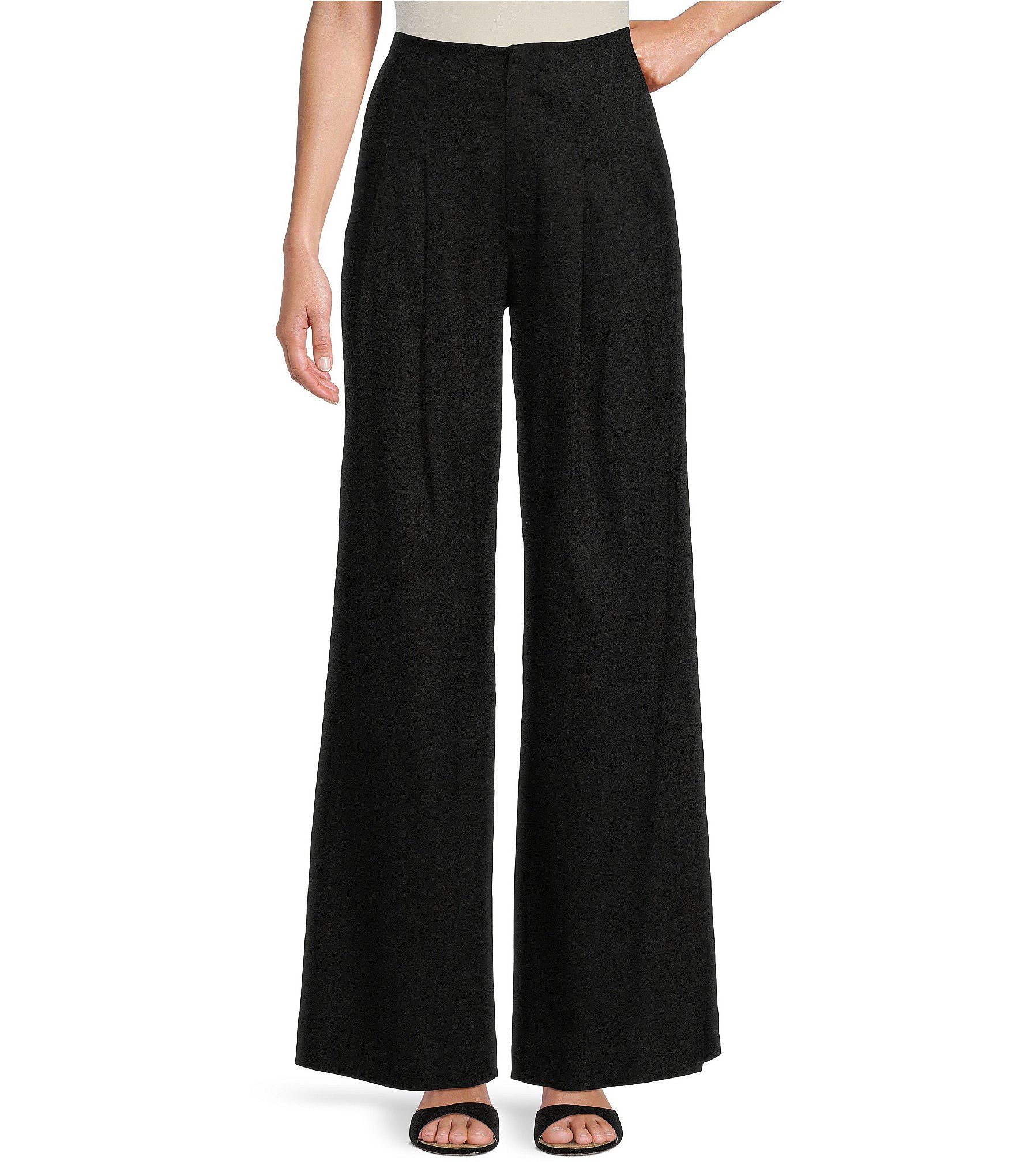 Antonio Melani Melinda Pleated Straight Leg Linen Pants | Dillard's