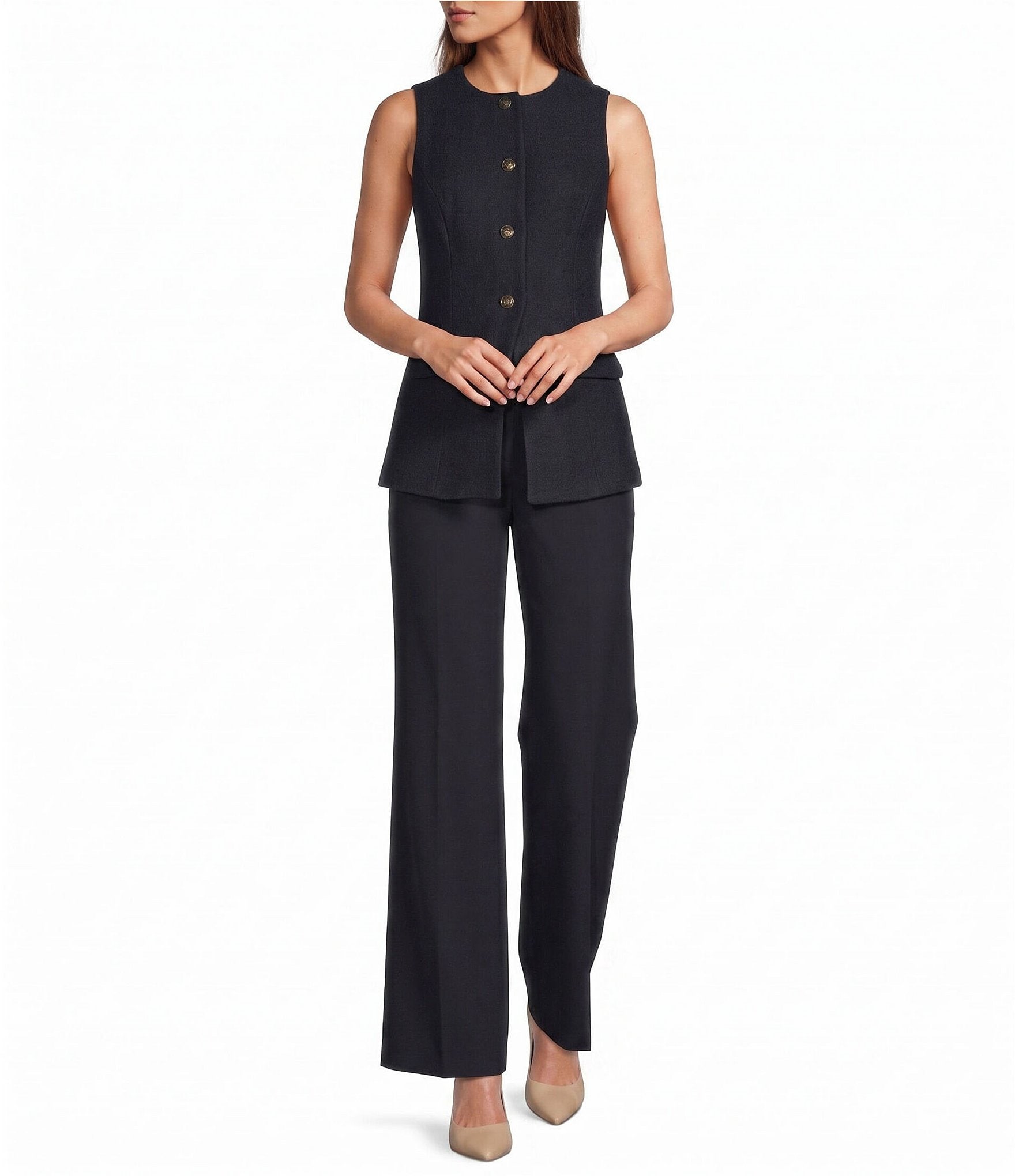 Antonio Melani Octavia Wool Blend Sleeveless Button Front Vest