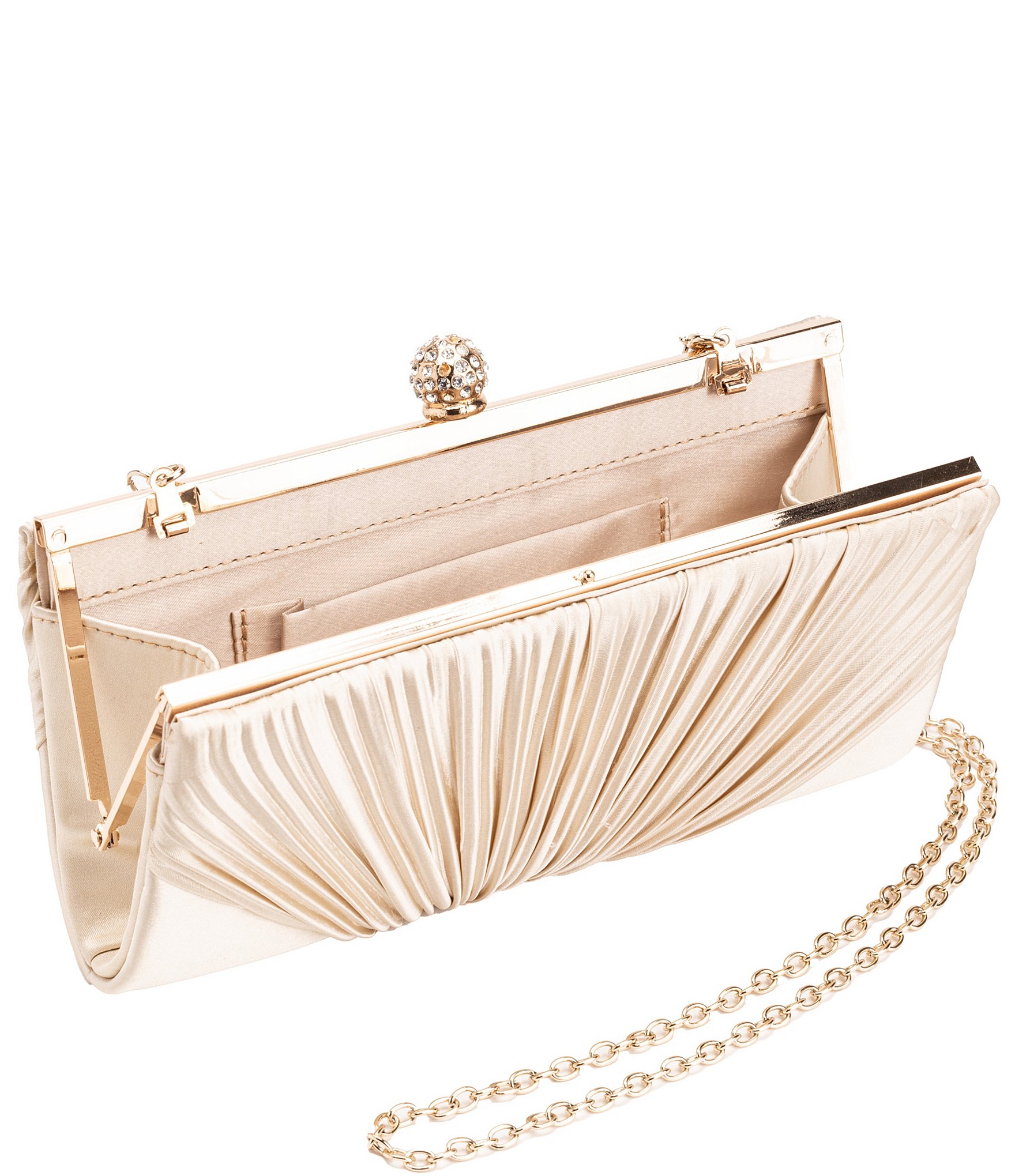 Antonio Melani Pleated Gold Metal Clutch