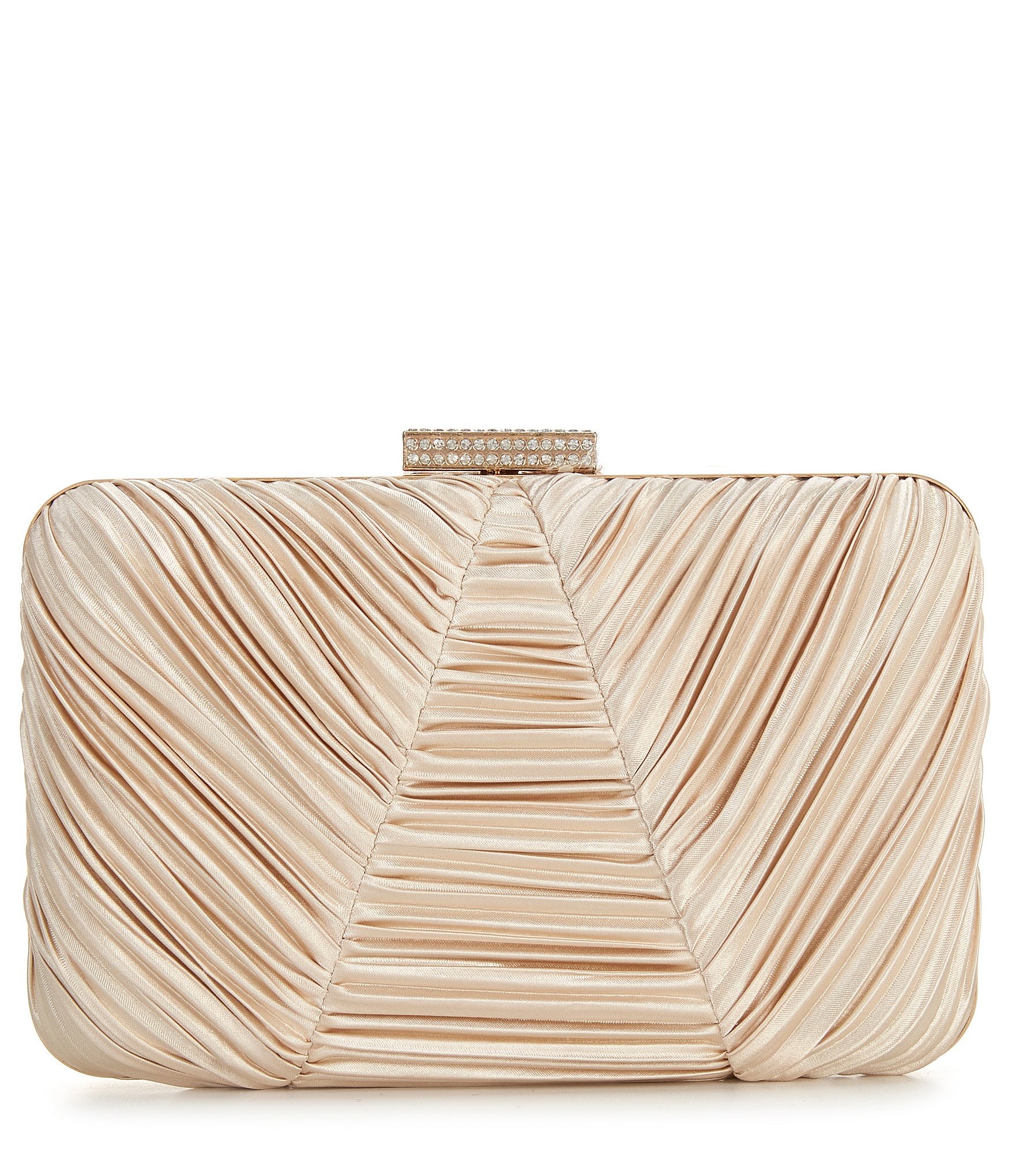 Antonio Melani Pleated Gold Metal Minaudiere Clutch