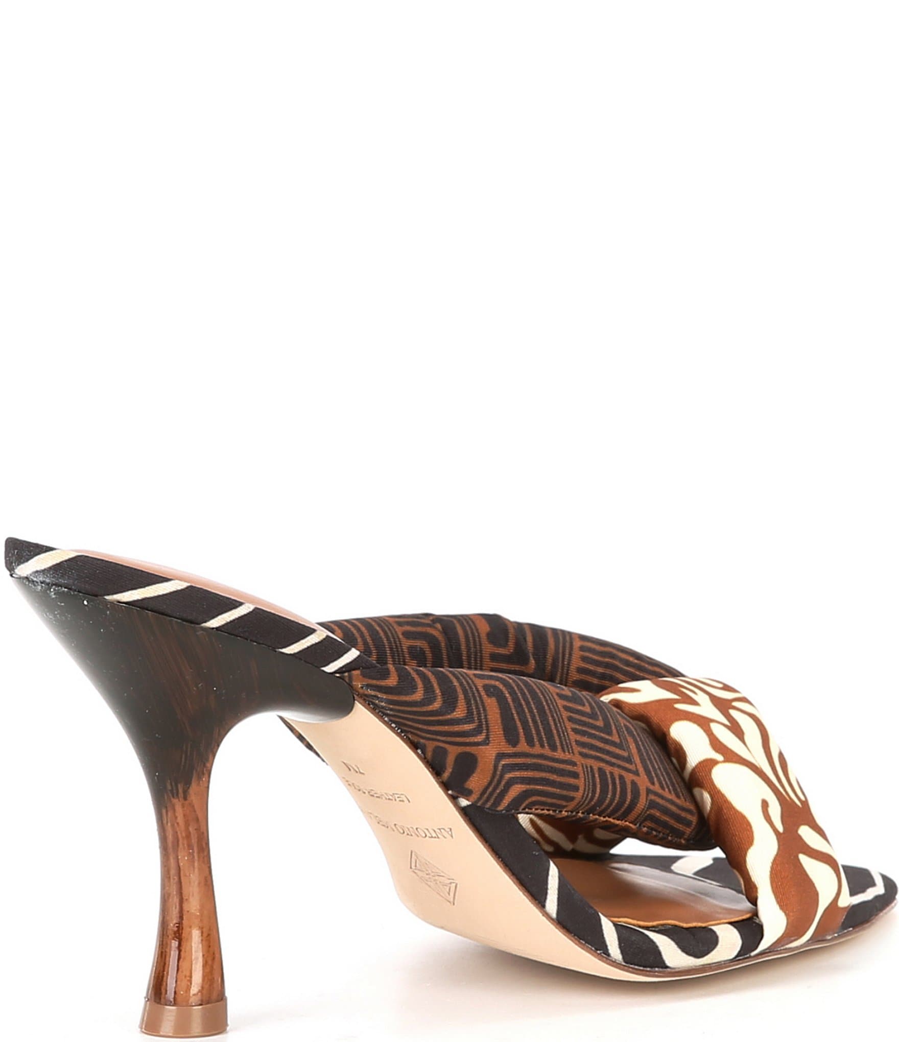 Antonio Melani Prisella Abstract Print Twisted Knot Detail Dress Slide Sandals