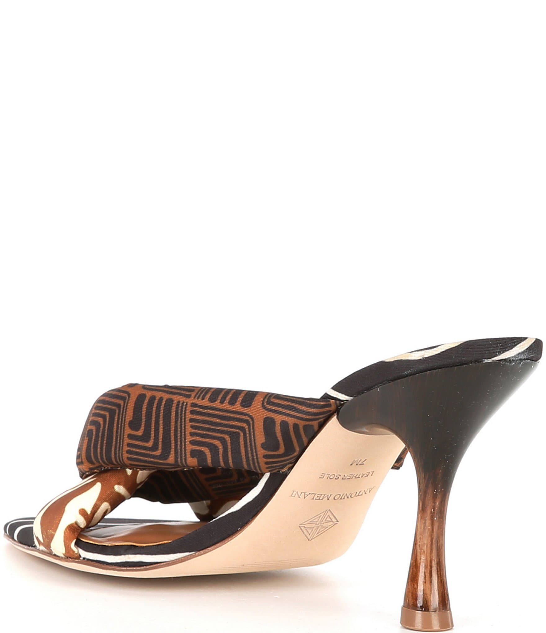 Antonio Melani Prisella Abstract Print Twisted Knot Detail Dress Slide Sandals