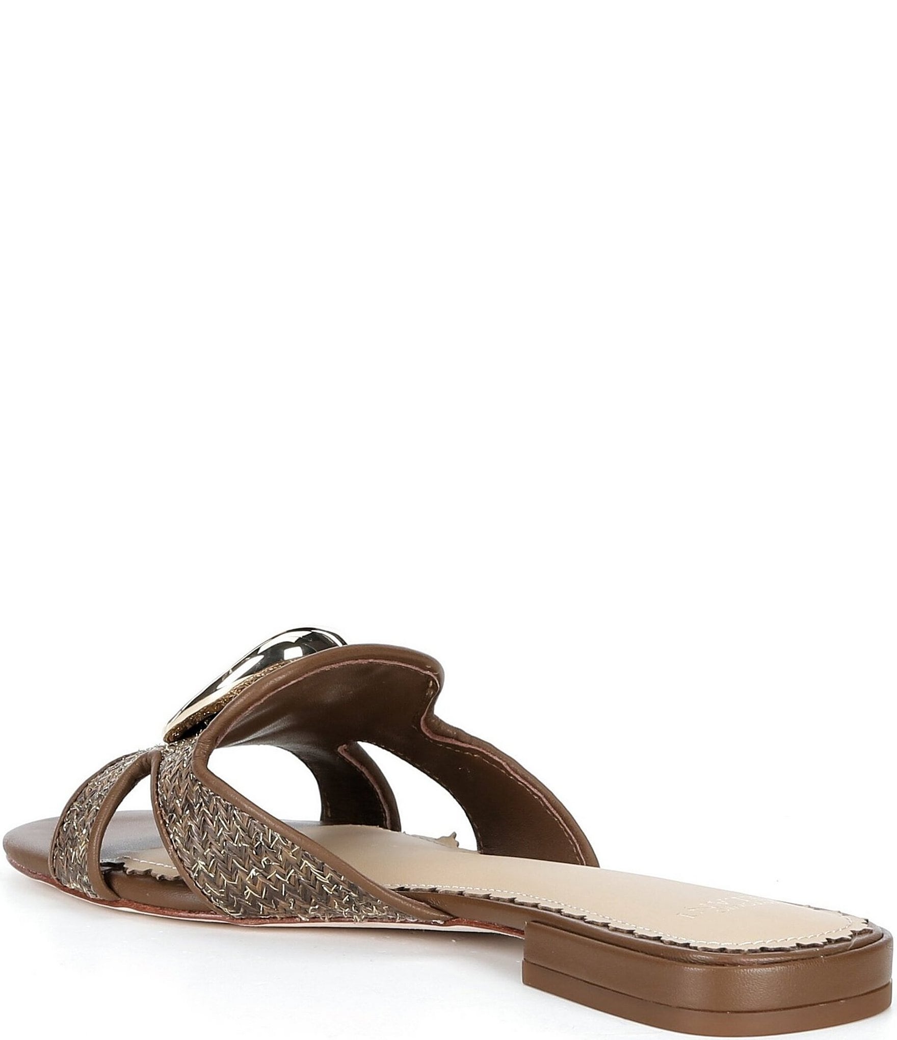 Antonio Melani Ramie Raffia Ornamented Flat Sandals
