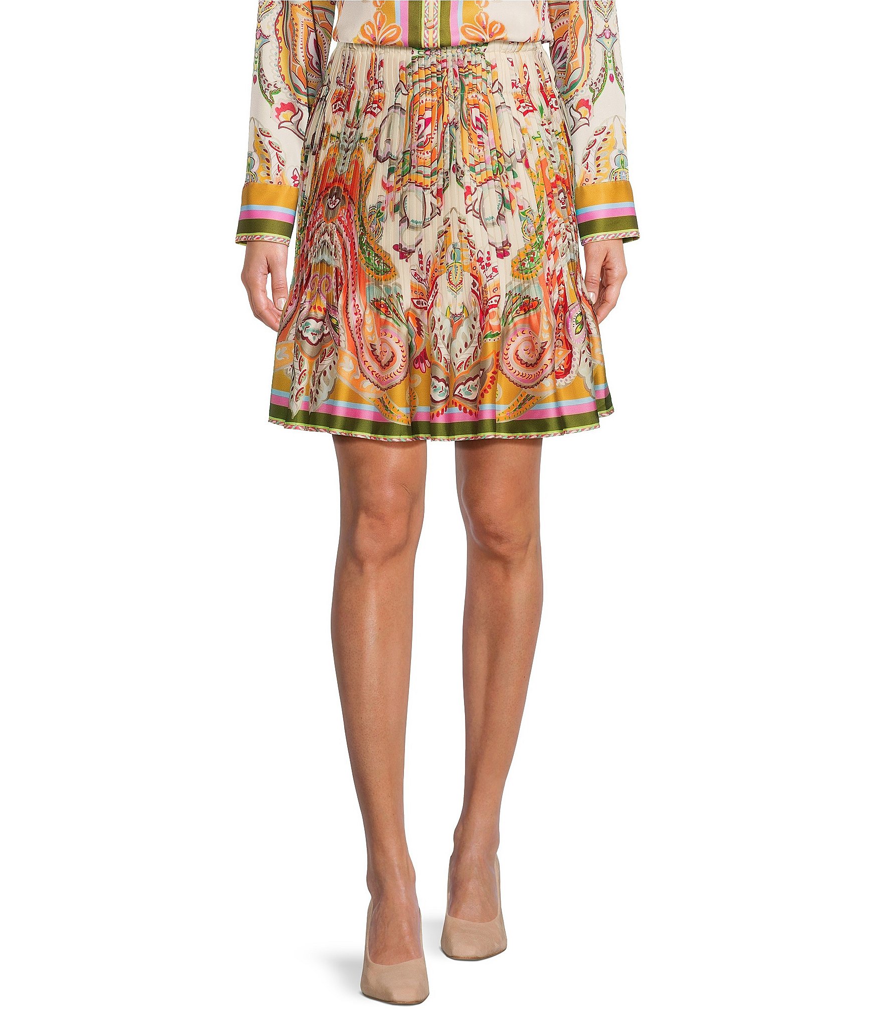 Antonio Melani Rosa Printed Satin Twill Skirt | Dillard's