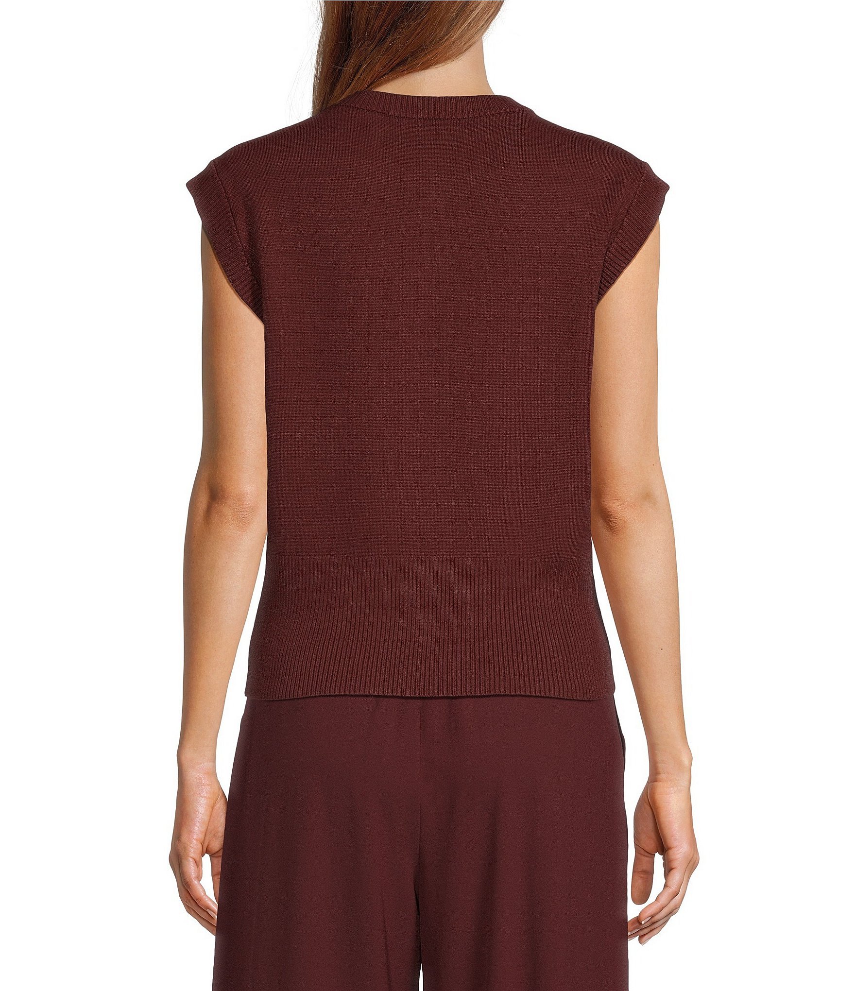 Antonio Melani Round Neck Short Sleeve Button Front Vest