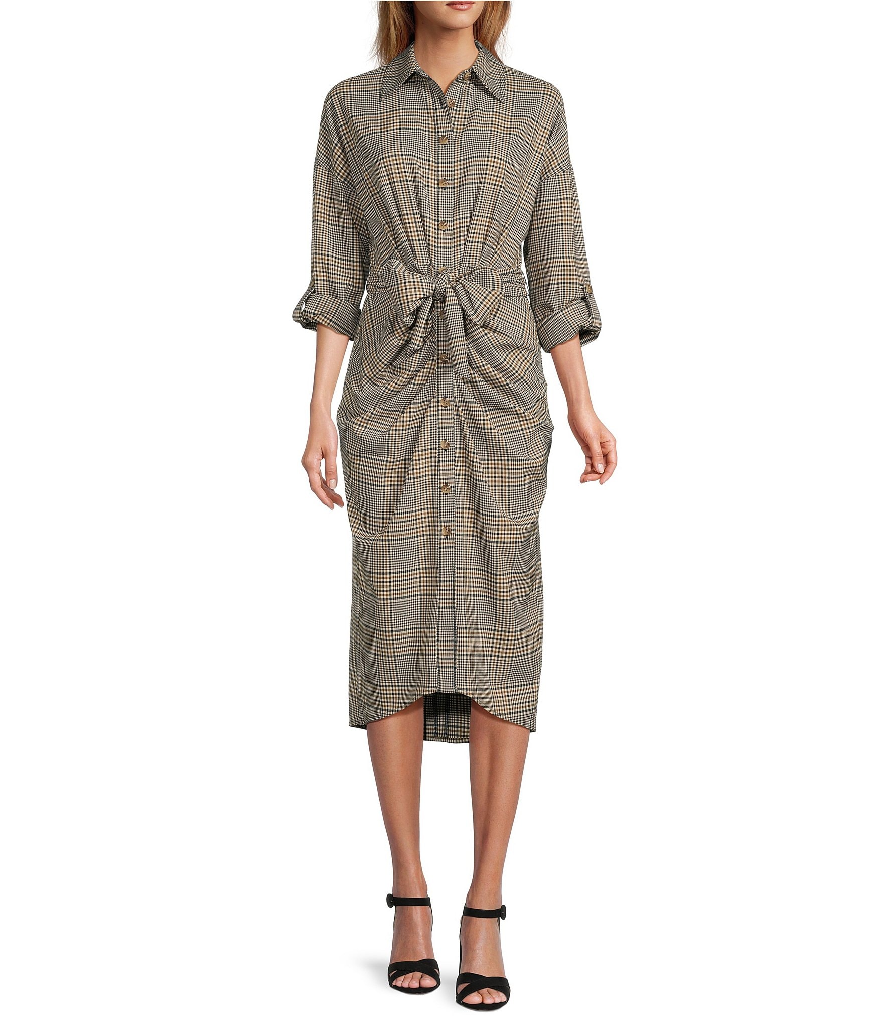 Antonio Melani Roxanne Plaid Print Midi Shirt Dress | Dillard's