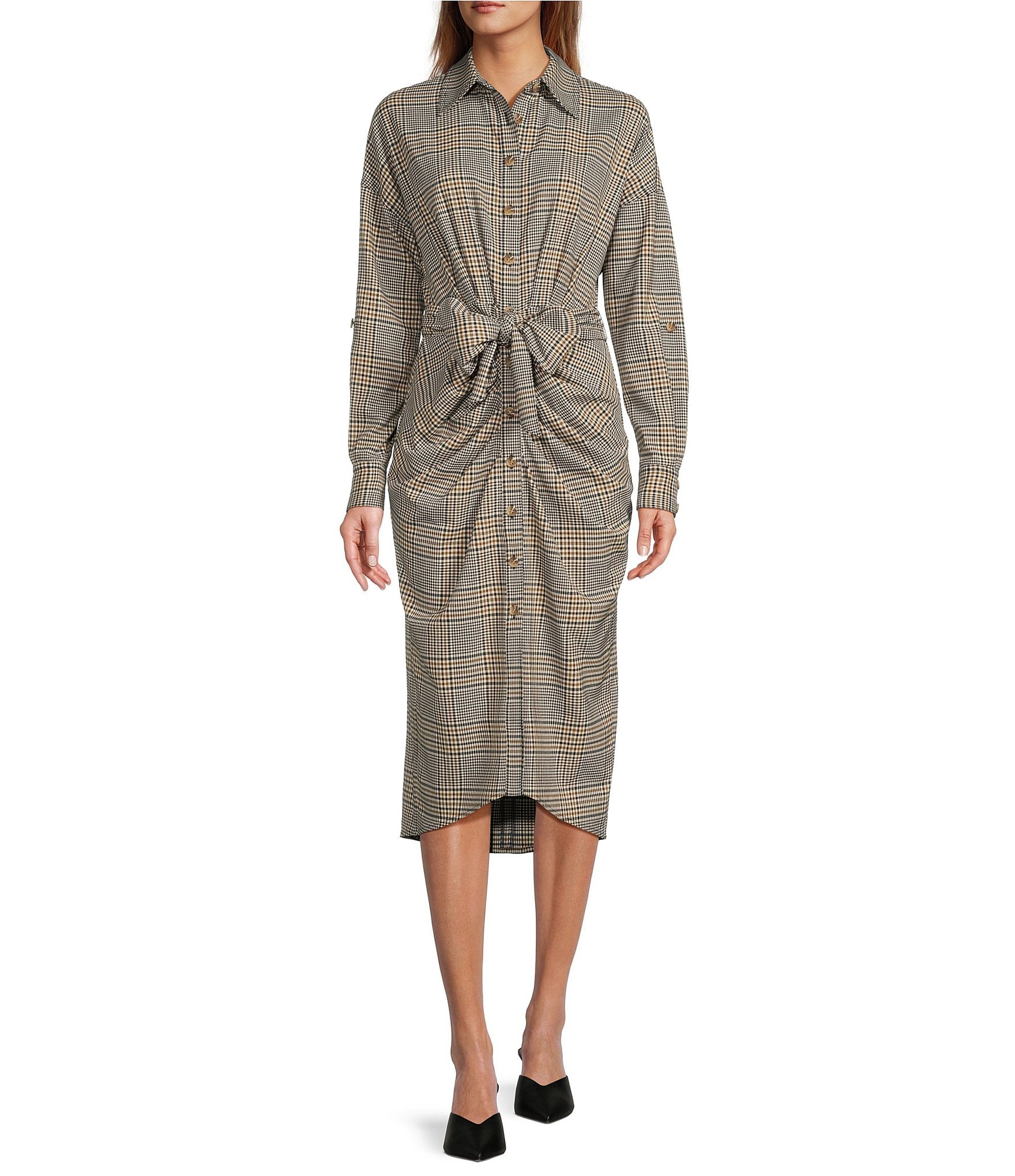 Antonio Melani Roxanne Plaid Print Midi Shirt Dress | Dillard's