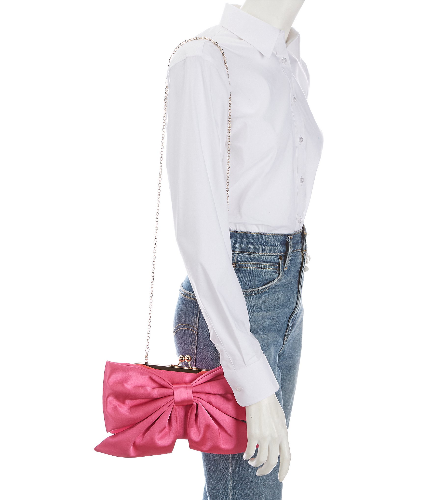 Antonio Melani Satin Bow Frame Clutch