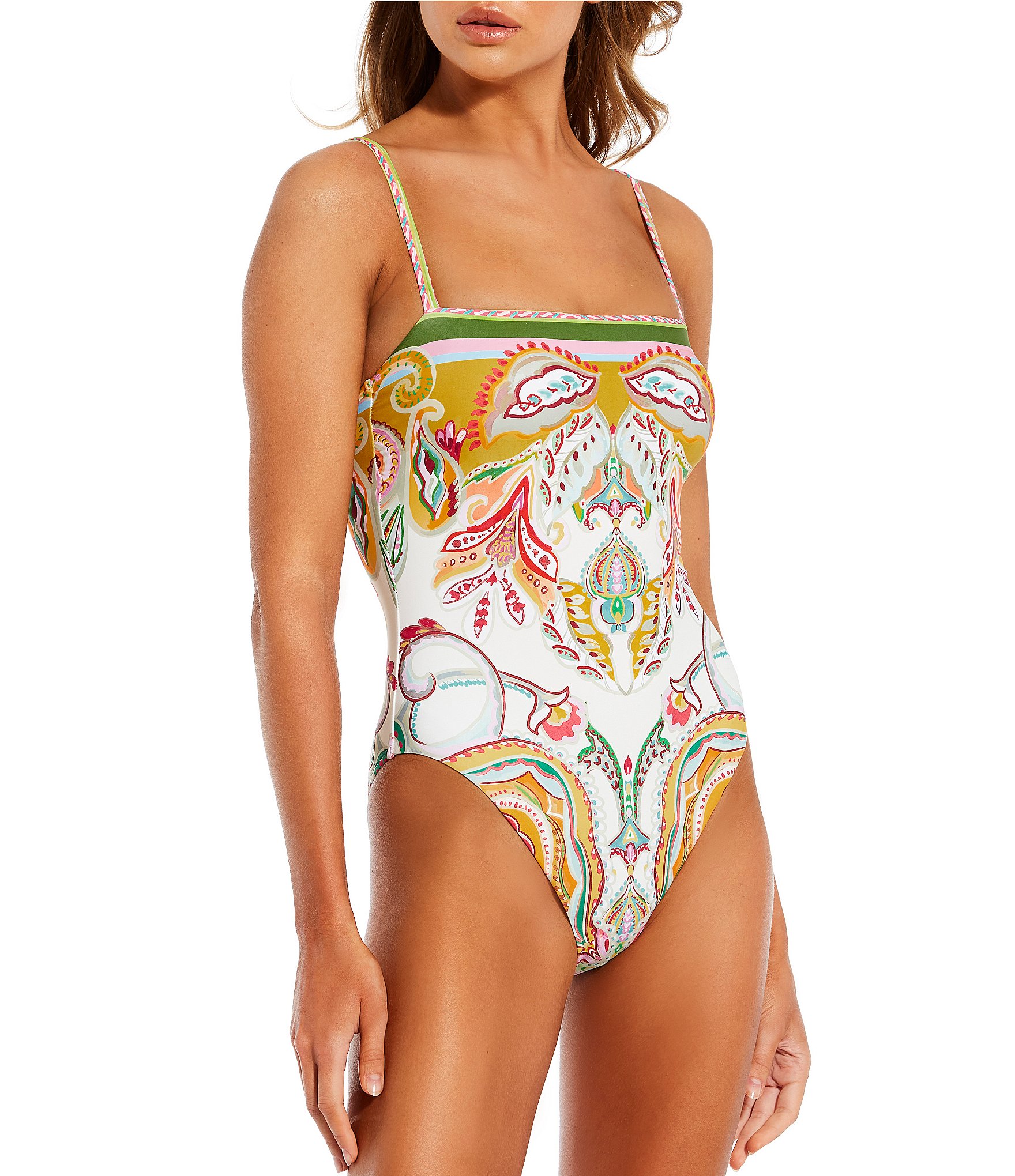Vince Camuto Surplice Wrap Tie One Piece Swimsuit - Abstract Animal