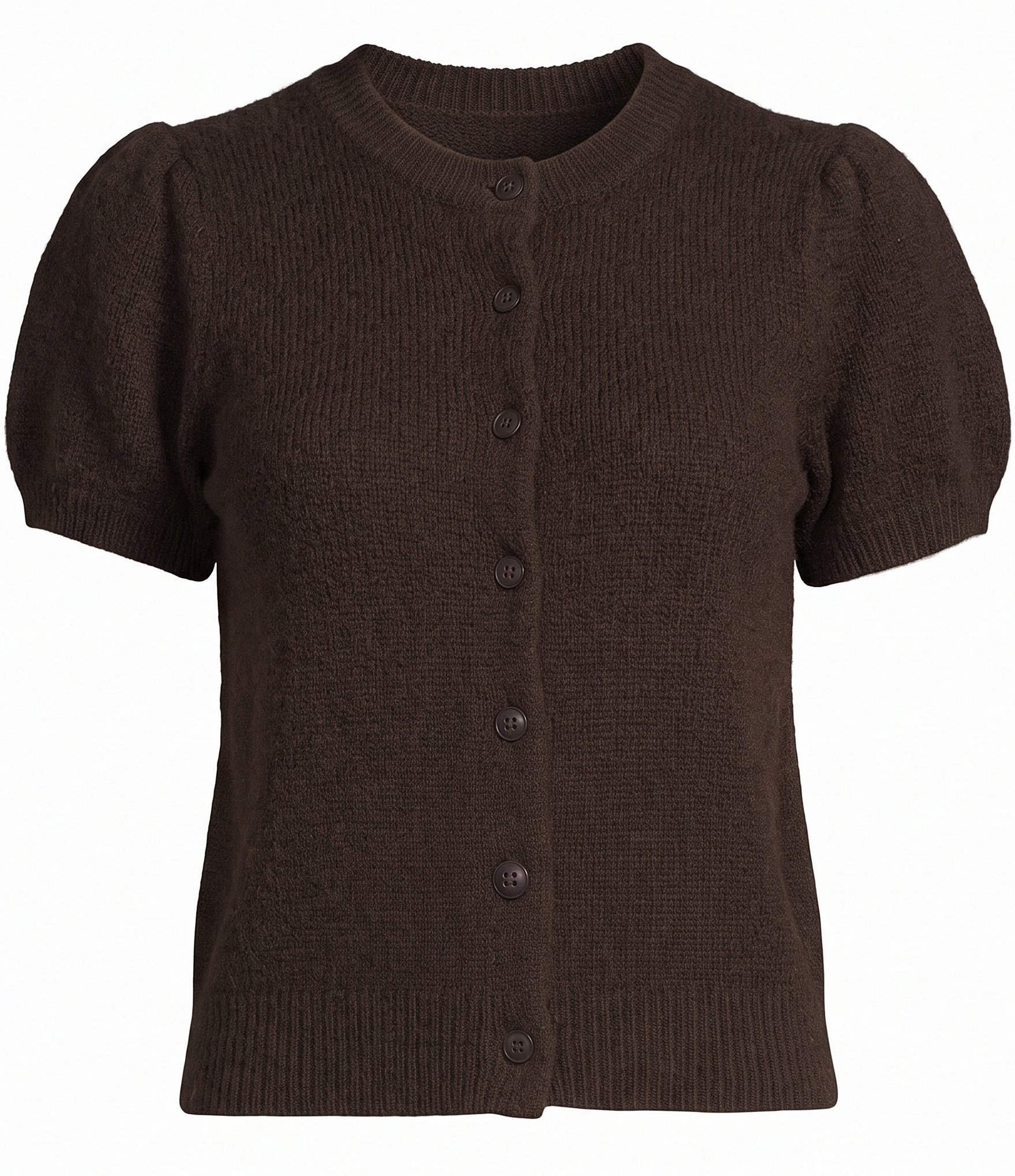 Antonio Melani Stella Short Puff Sleeve Crew Neckline Button Front Cashmere Cardigan