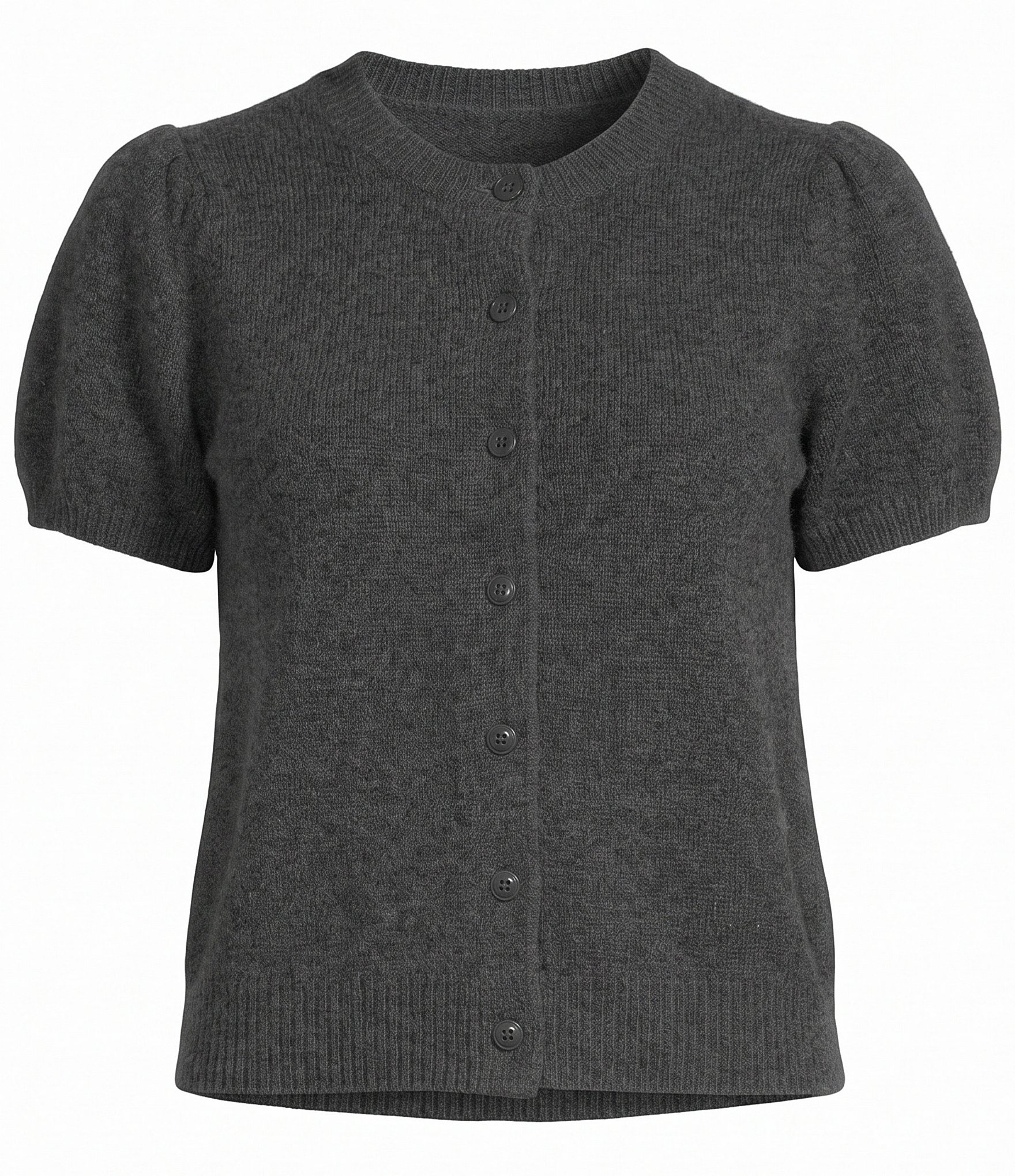 Antonio Melani Stella Short Puff Sleeve Crew Neckline Button Front Cashmere Cardigan