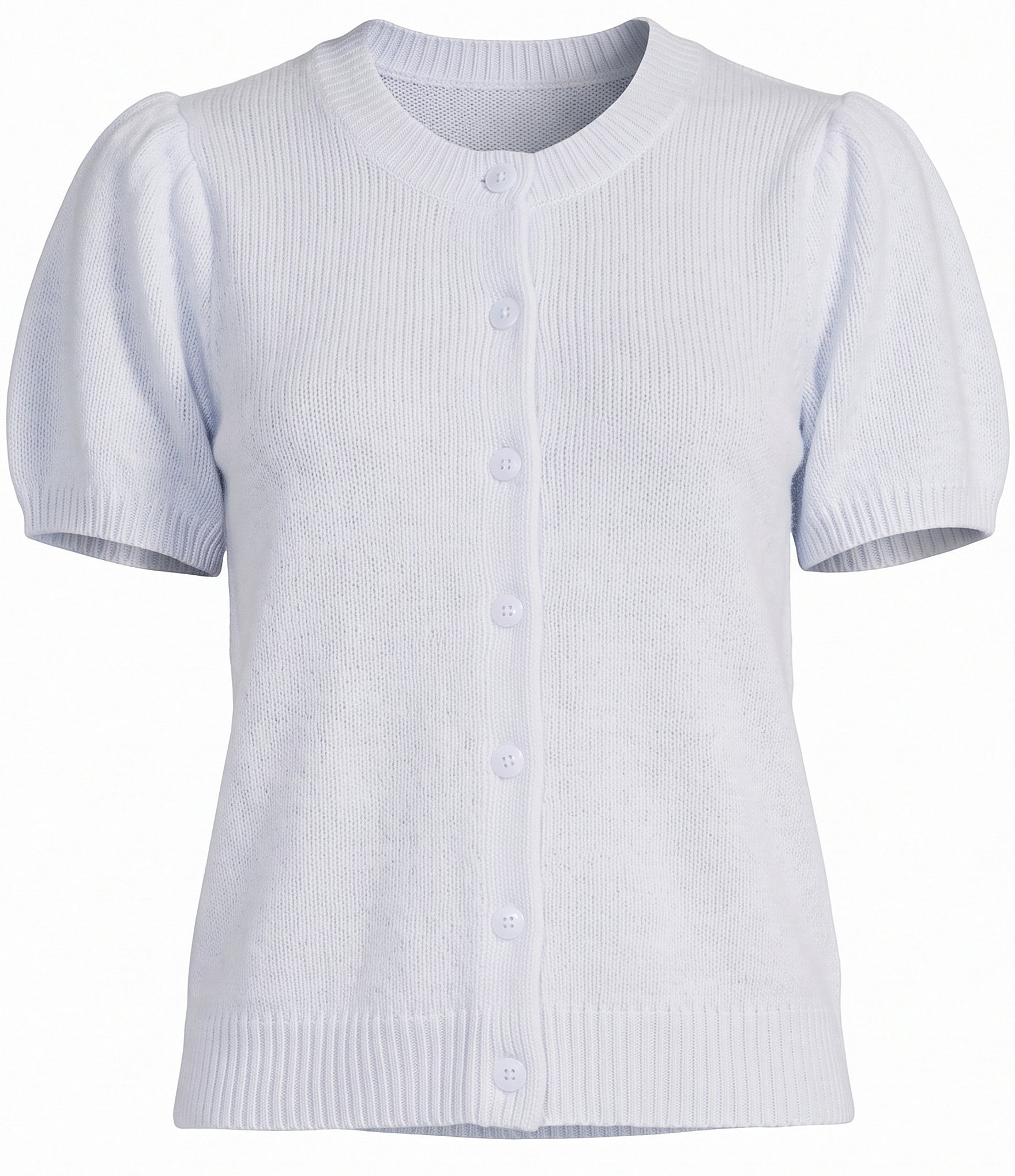 Antonio Melani Stella Short Puff Sleeve Crew Neckline Button Front Cashmere Cardigan