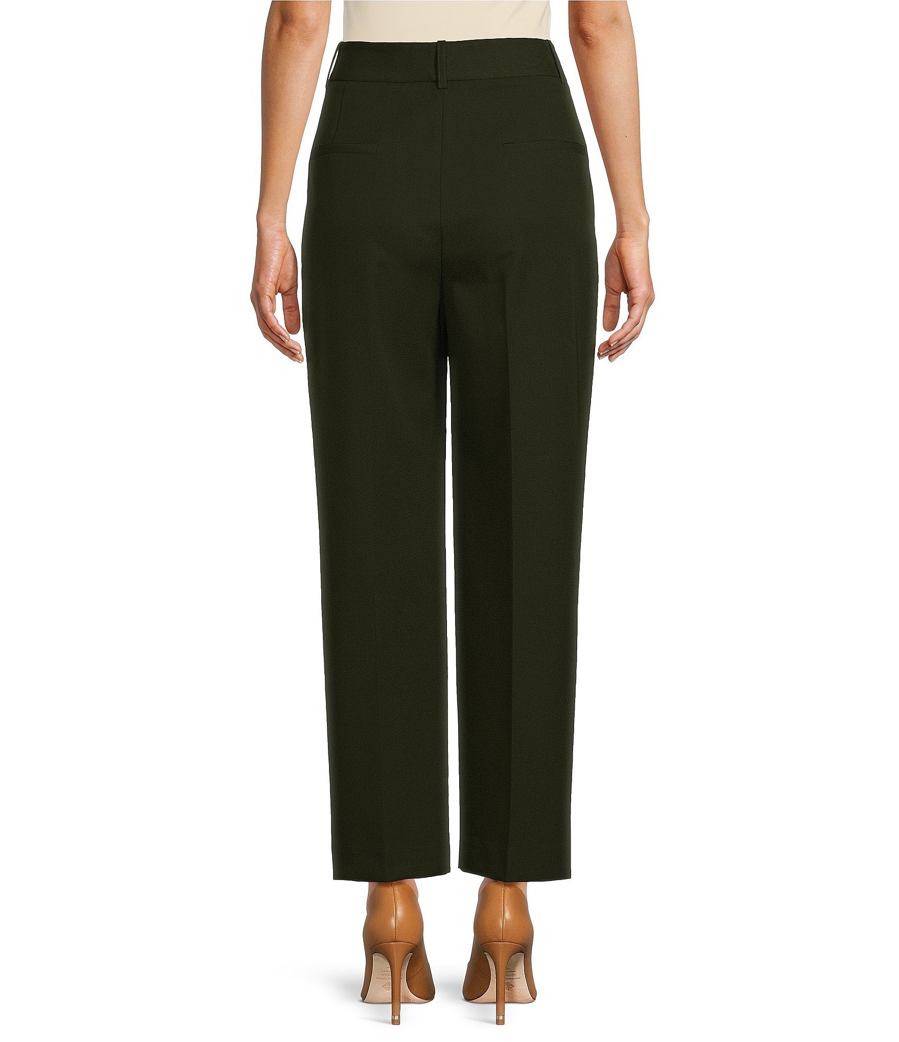 Antonio Melani Coordinating Emery Ponte Twill High Rise Pleated Front Wide Cropped Ankle Trousers