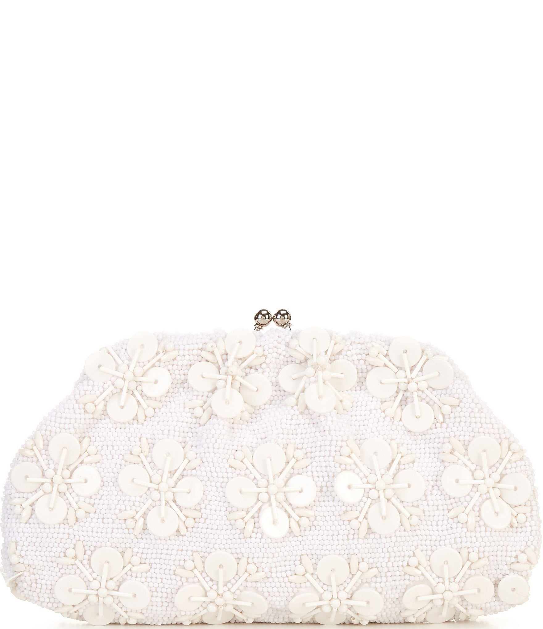 Antonio Melani Tonal Beaded Minaudiere Frame Clutch