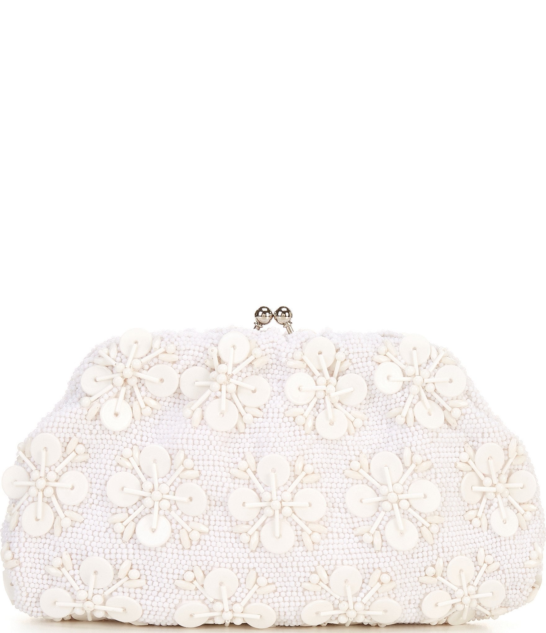 Antonio Melani Tonal Beaded Minaudiere Frame Clutch