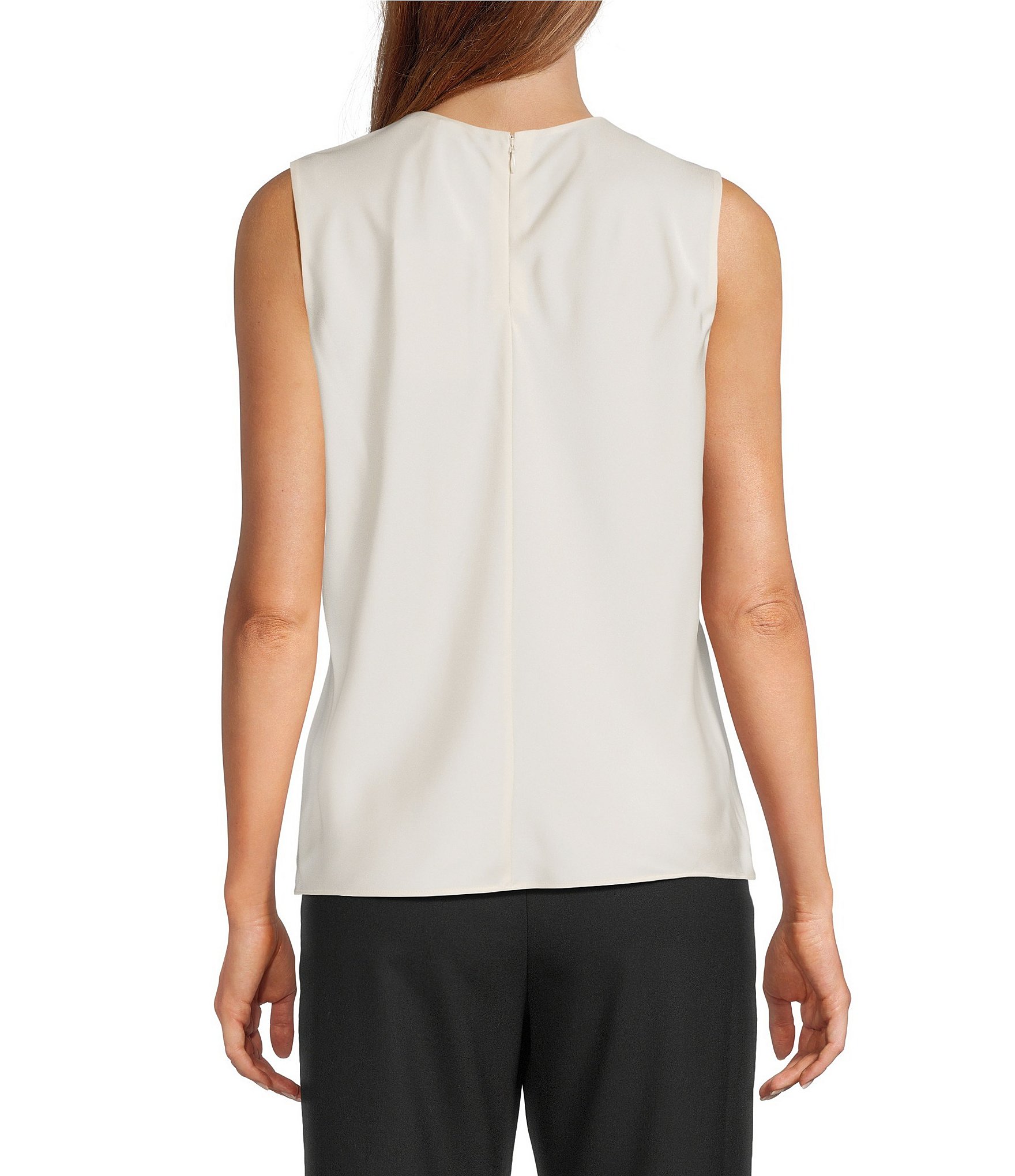 Antonio Melani Wakefield Satin Crew Neckline Sleeveless Blouse