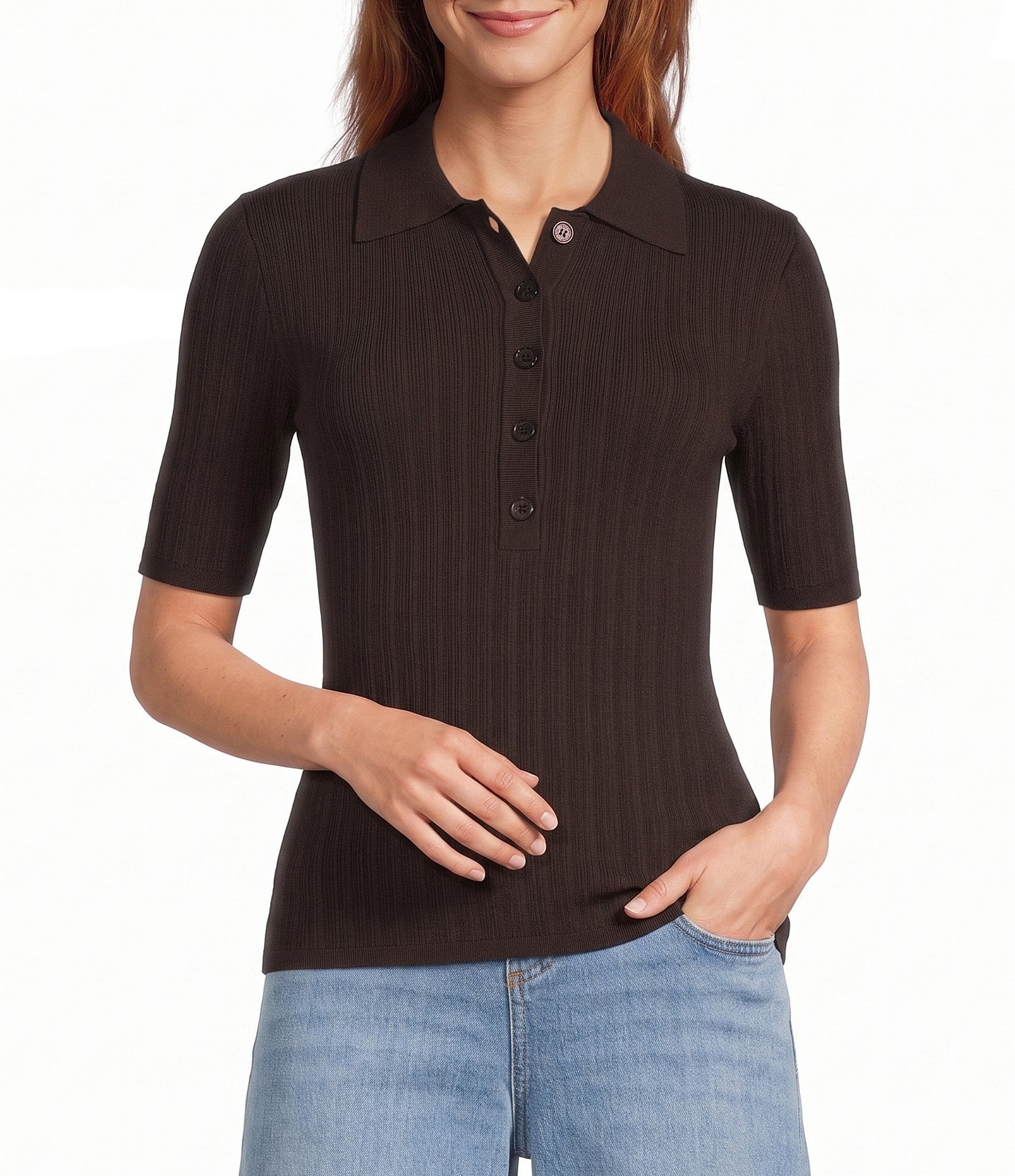 Antonio Melani Wiley Point Collar Short Sleeve Blouse