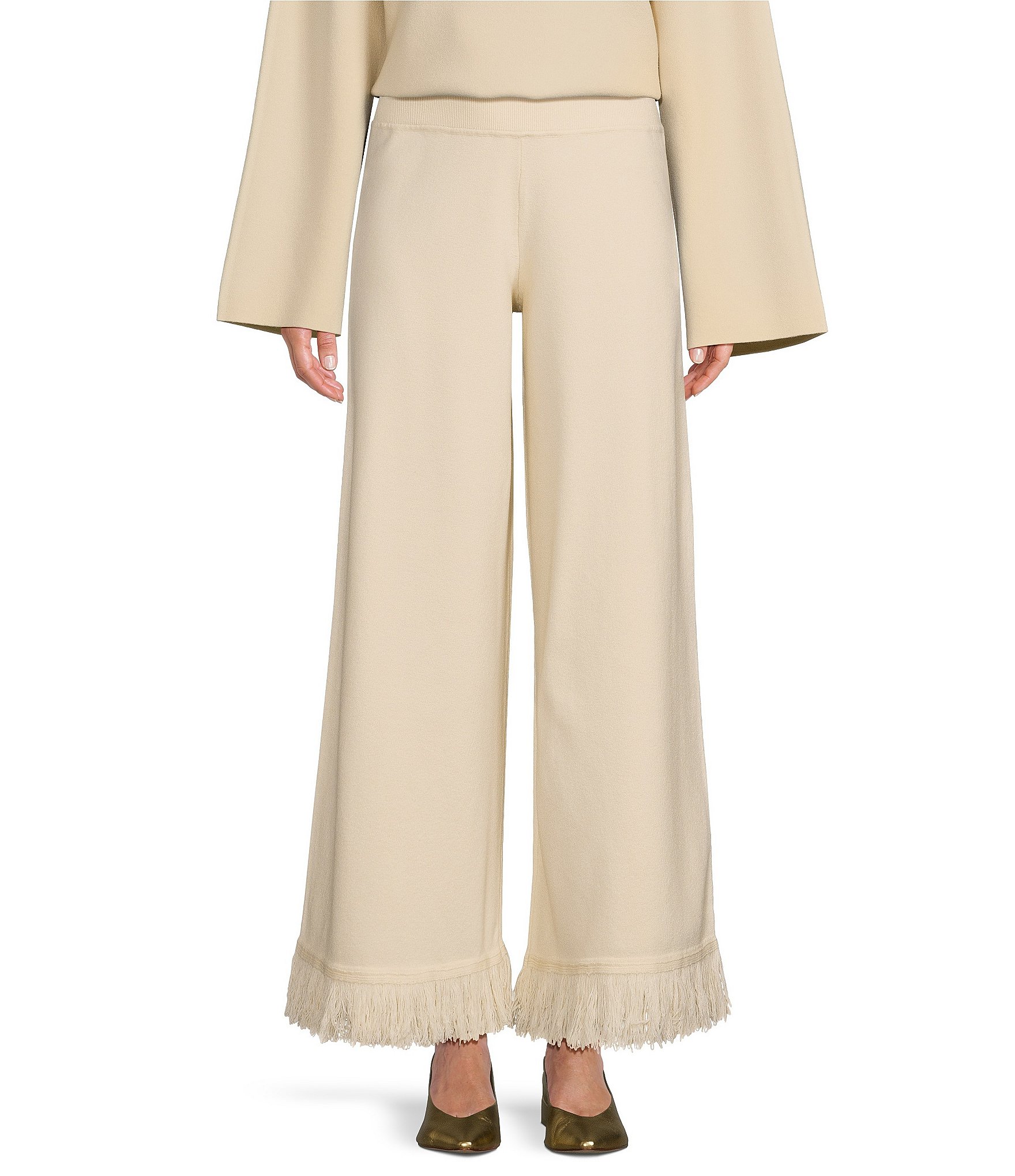 Antonio Melani x Elizabeth Damrich Sofa Wool Blend Wide Leg Fringe Pant