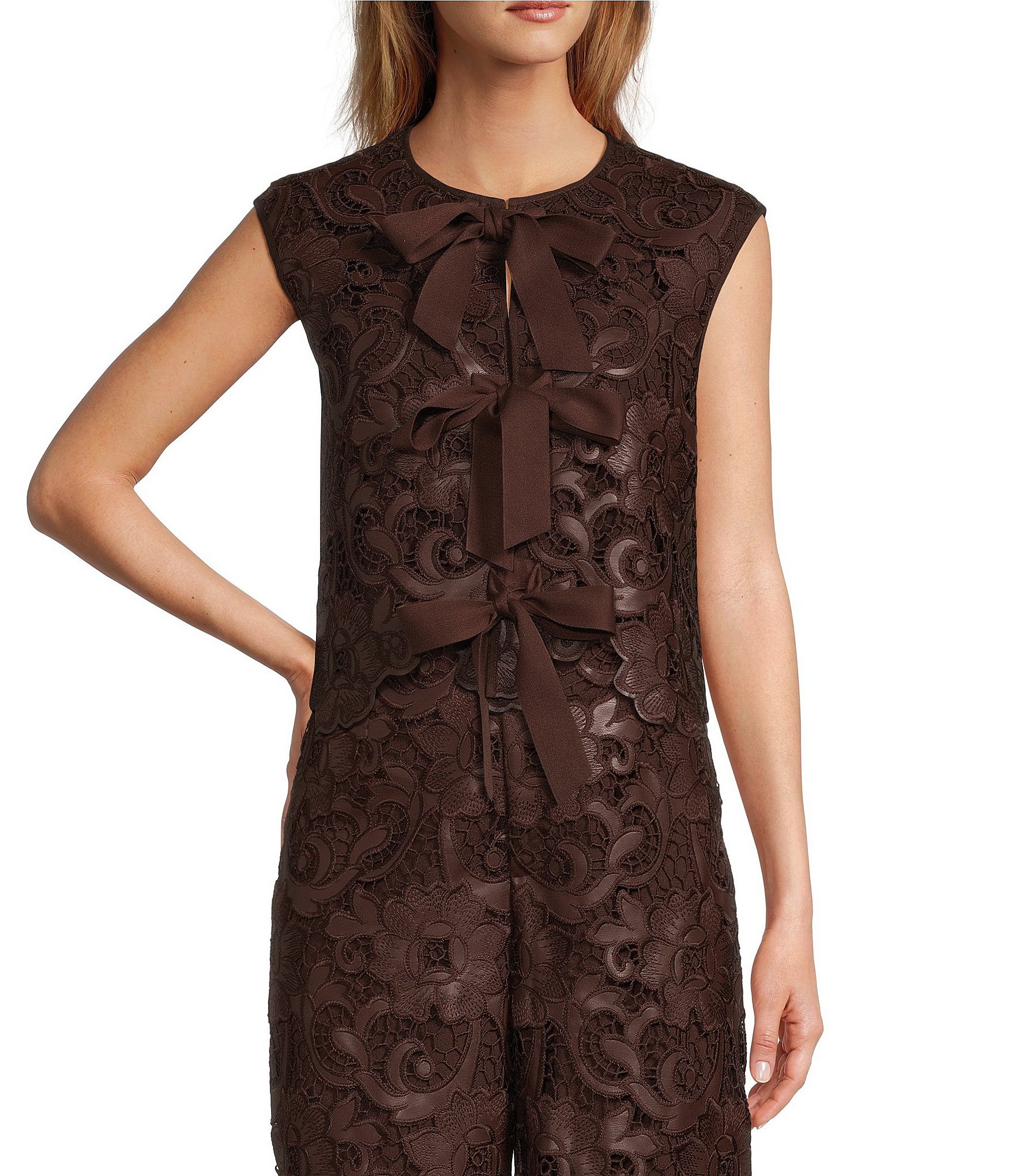 Antonio melani brown lace shops dress 6