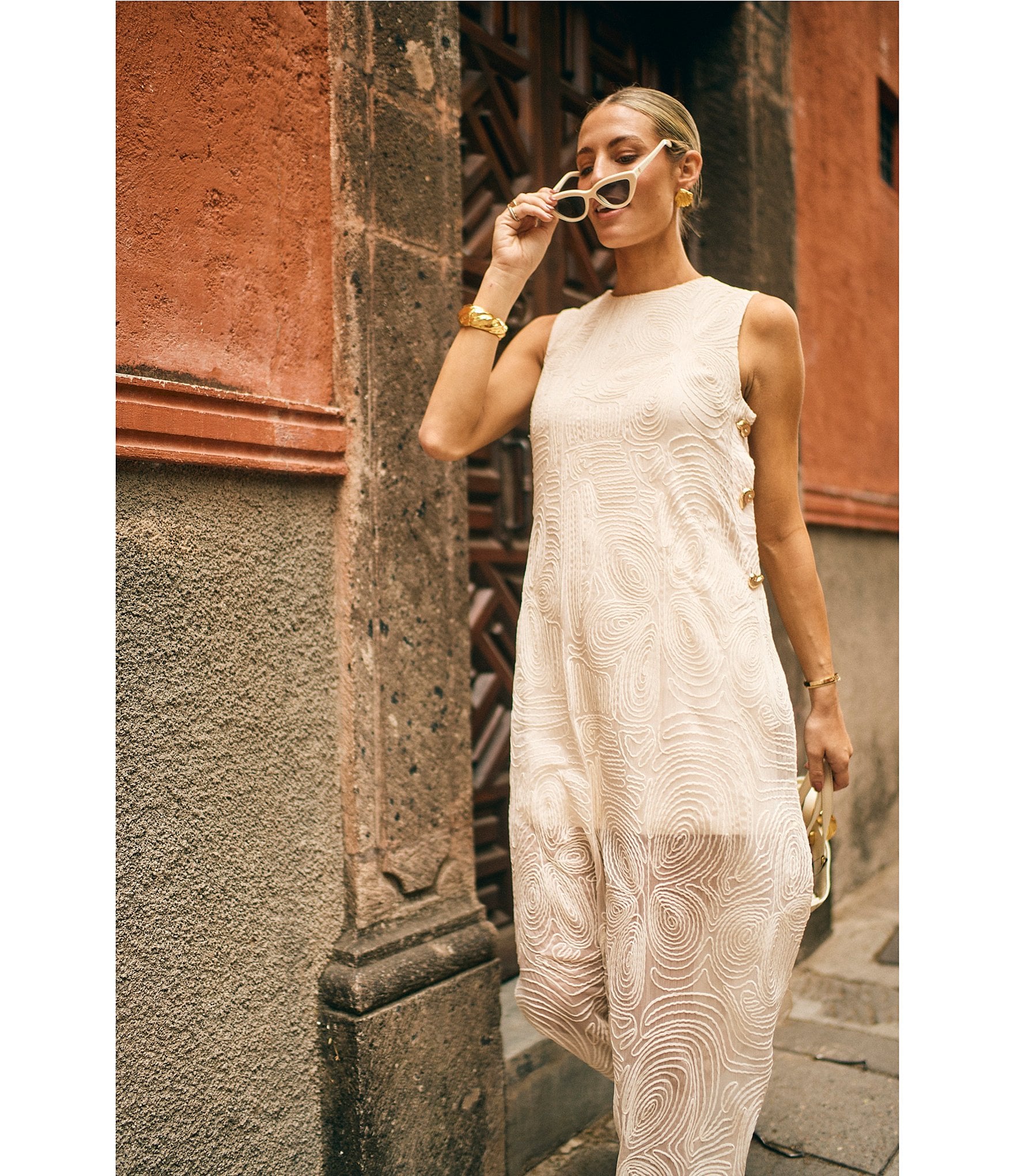 Antonio Melani x M.G. Style Blake Soutache Round Neck Sleeveless Shift Dress