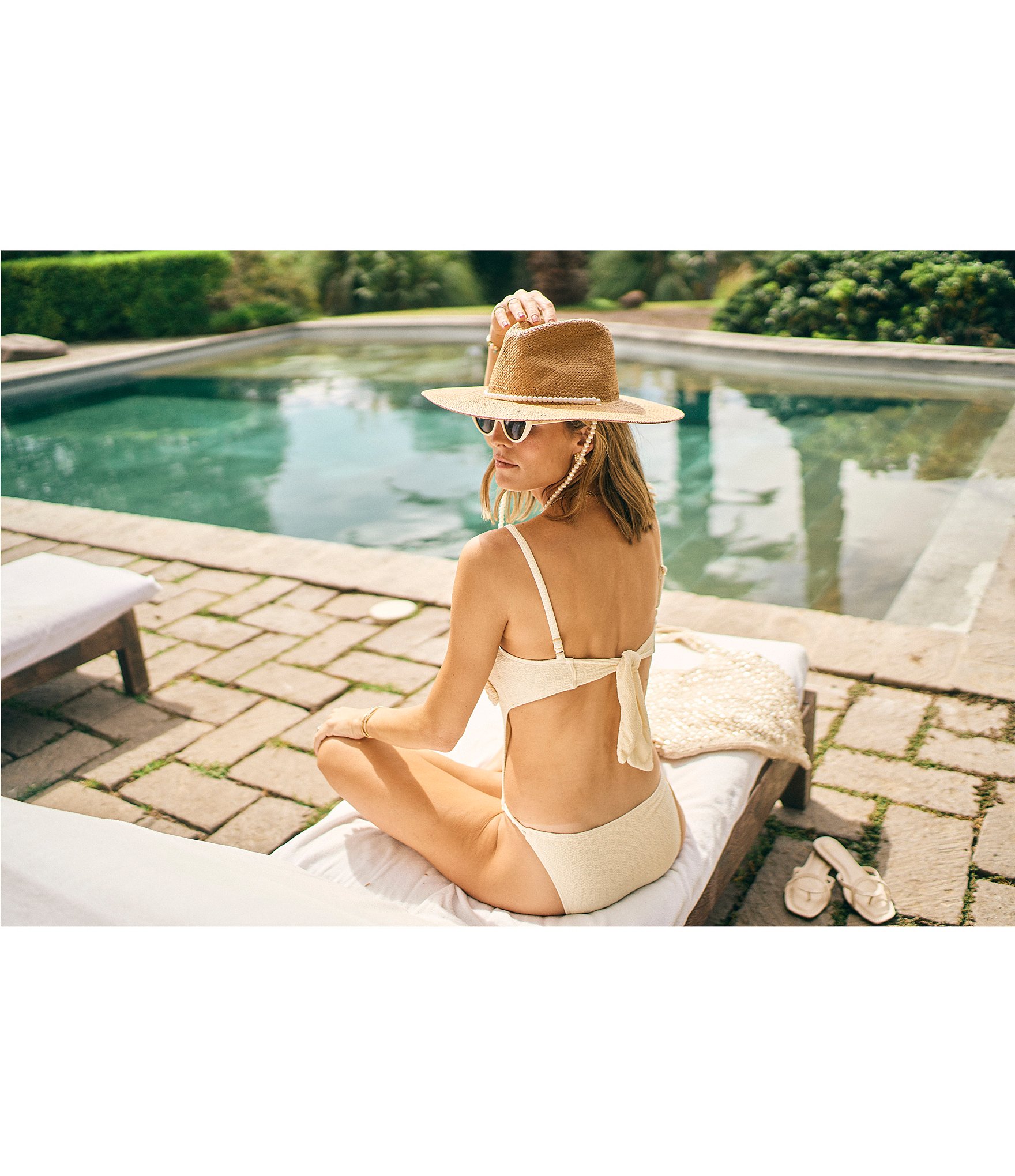 Antonio Melani x M.G. Style Capri Textured Cut Out Crochet Floral Applique One Piece Swimsuit