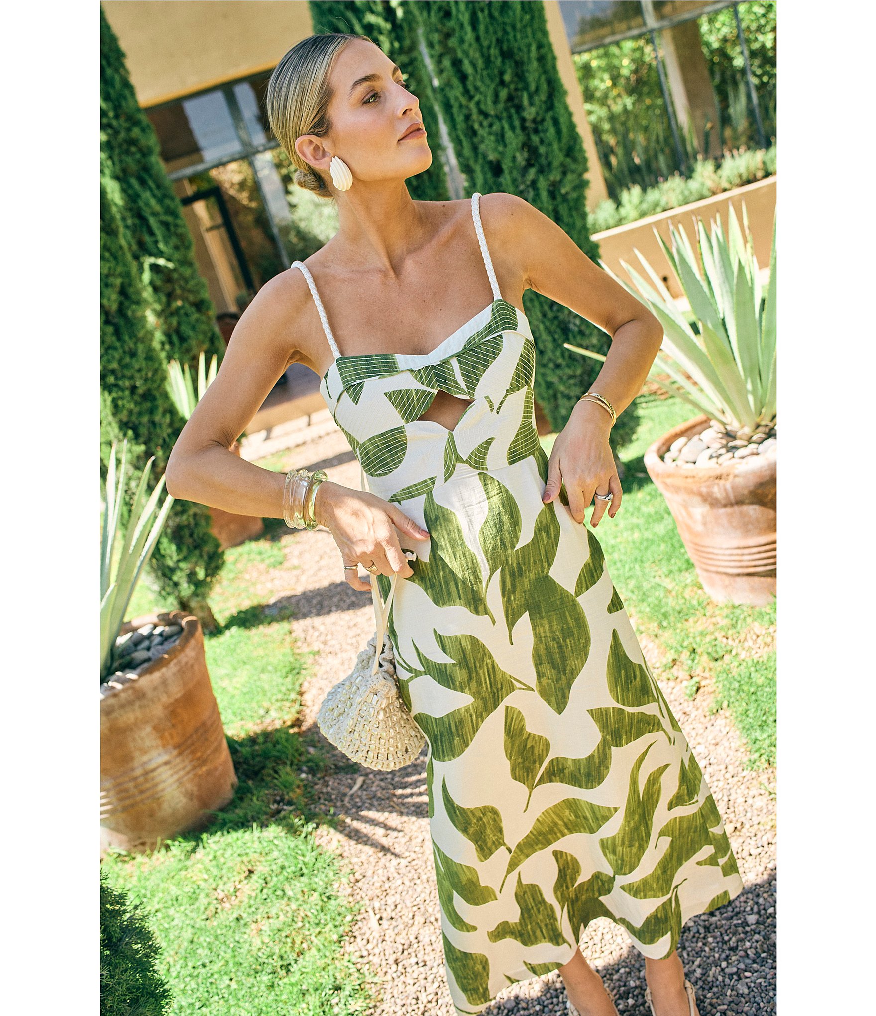 Antonio Melani x M.G. Style Finley Linen Blend Sweetheart Neck Sleeveless A-Line Dress