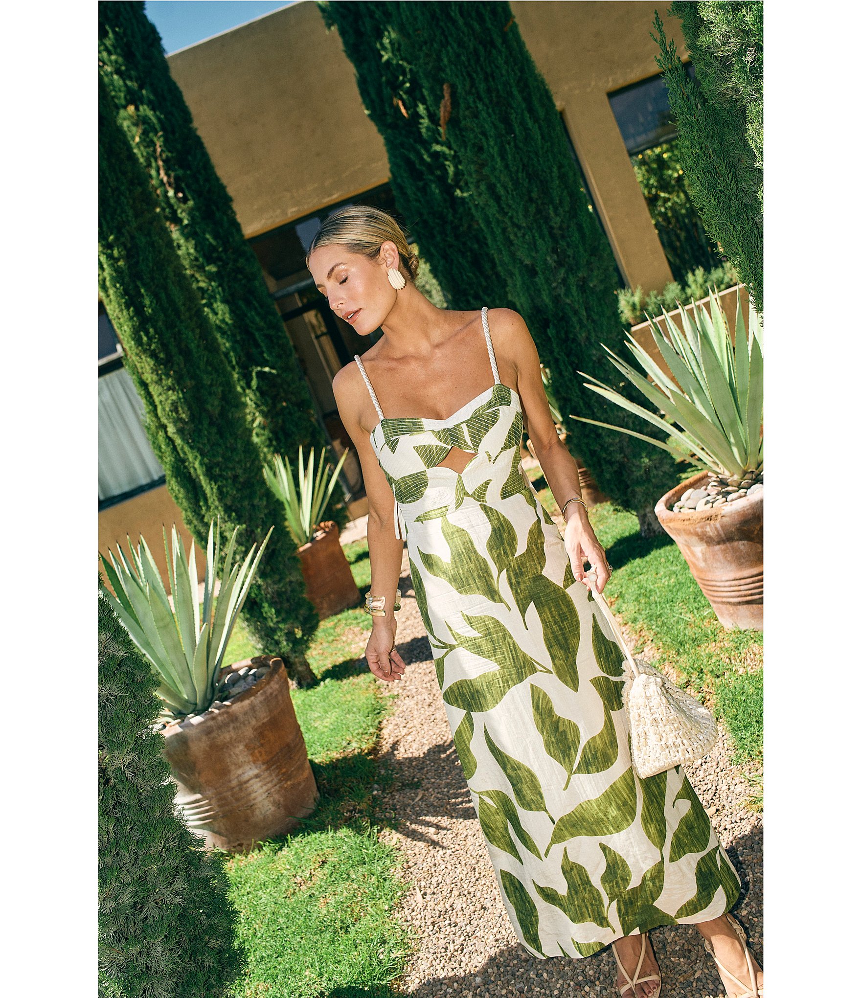Antonio Melani x M.G. Style Finley Linen Blend Sweetheart Neck Sleeveless A-Line Dress