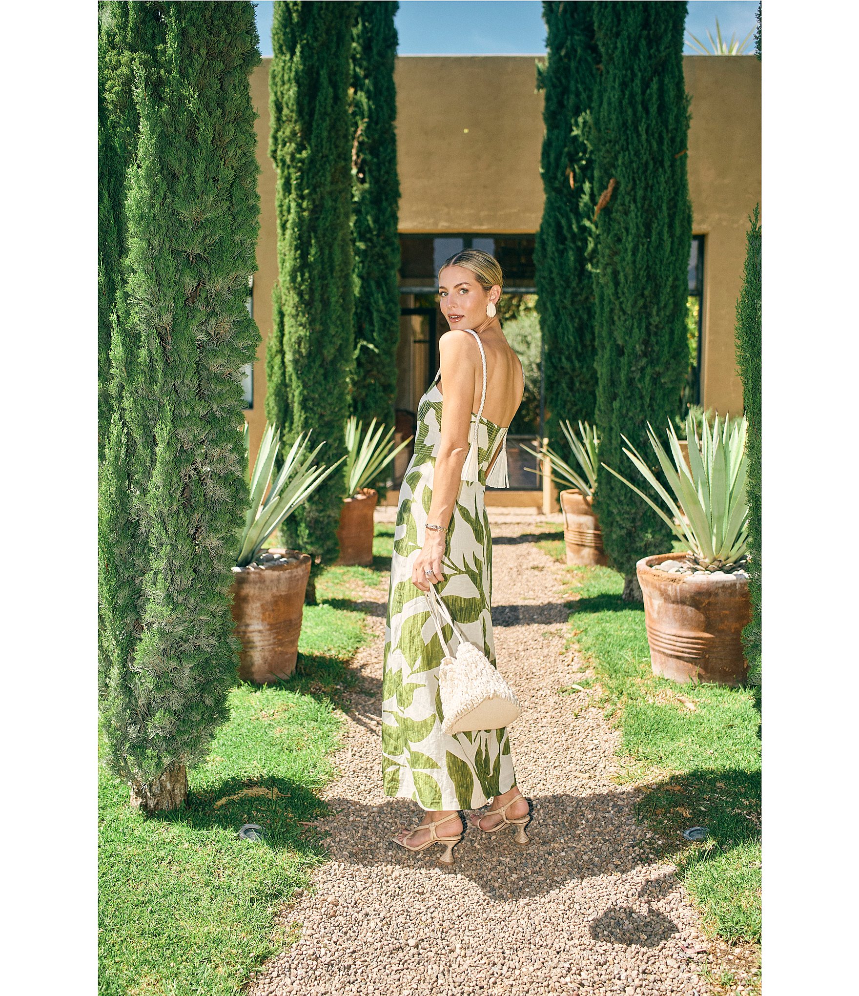 Antonio Melani x M.G. Style Finley Linen Blend Sweetheart Neck Sleeveless A-Line Dress