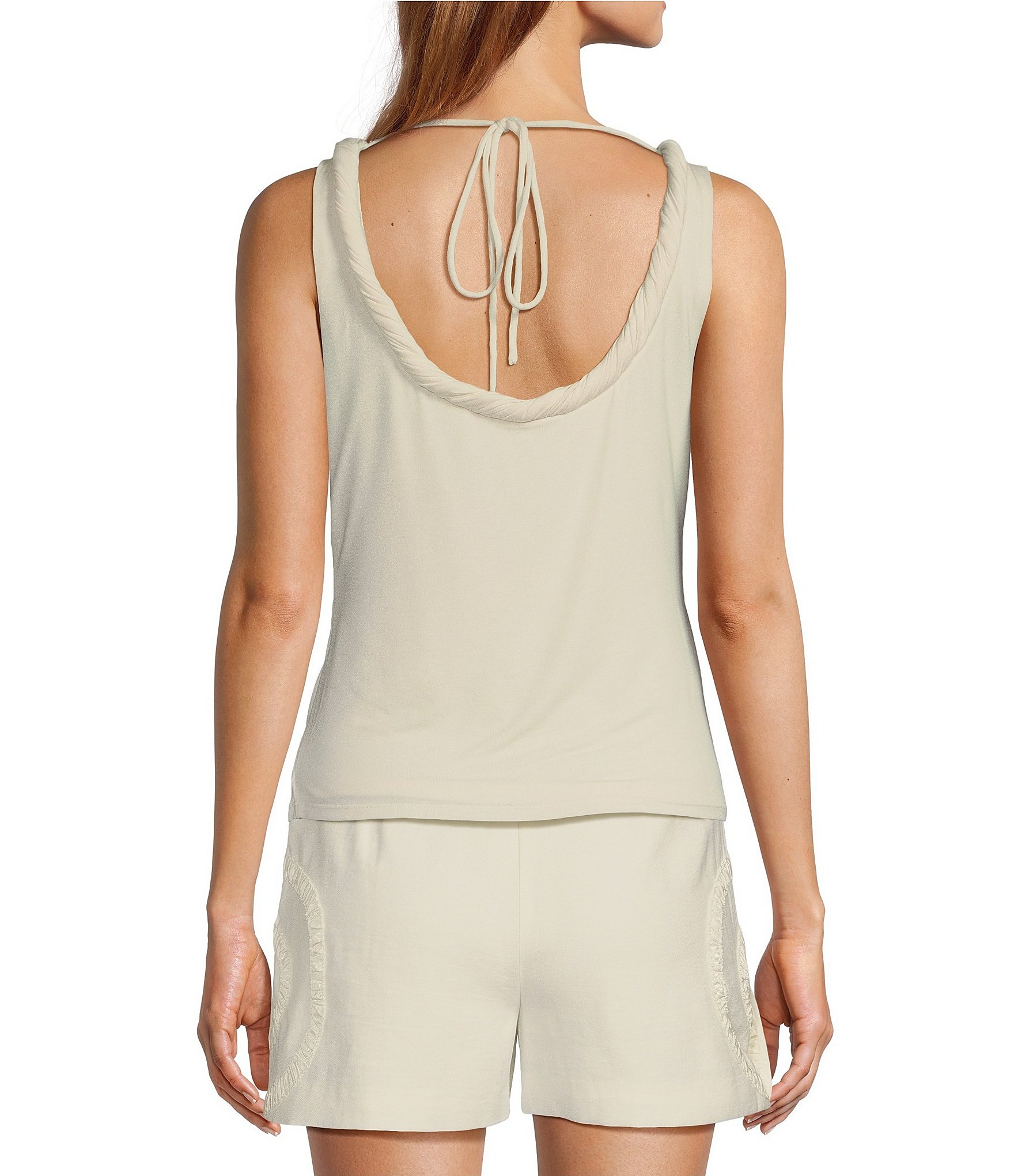 Antonio Melani x M.G. Style Gray Scoop Neck Sleeveless Tie Back Top