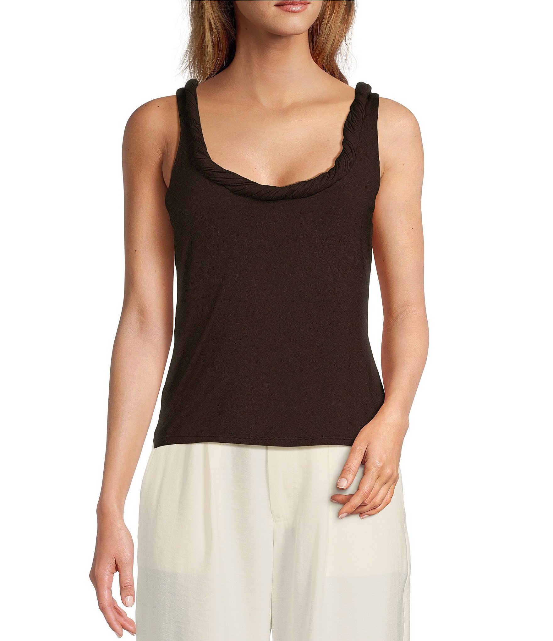 Antonio Melani x M.G. Style Gray Scoop Neck Sleeveless Tie Back Top