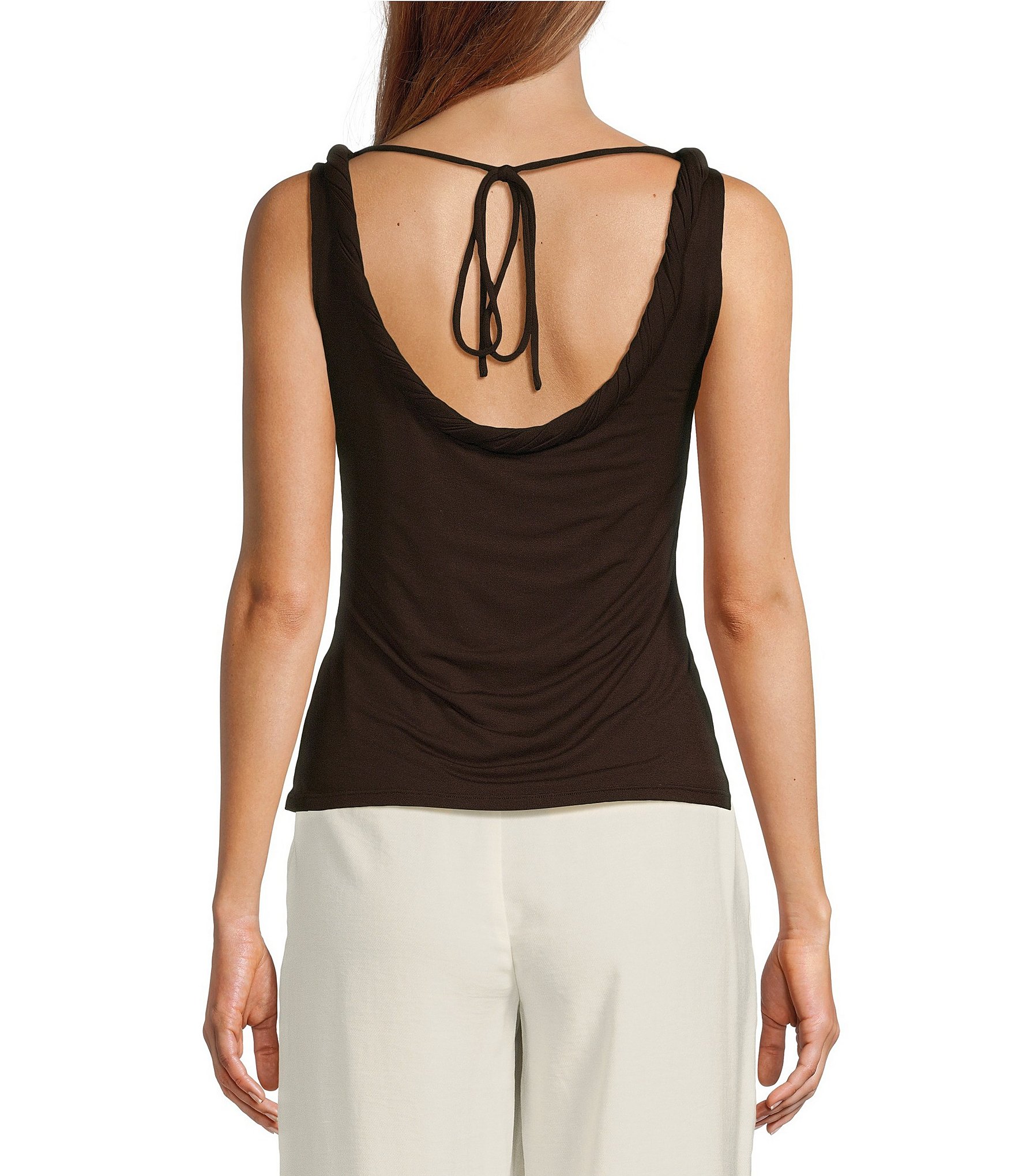 Antonio Melani x M.G. Style Gray Scoop Neck Sleeveless Tie Back Top