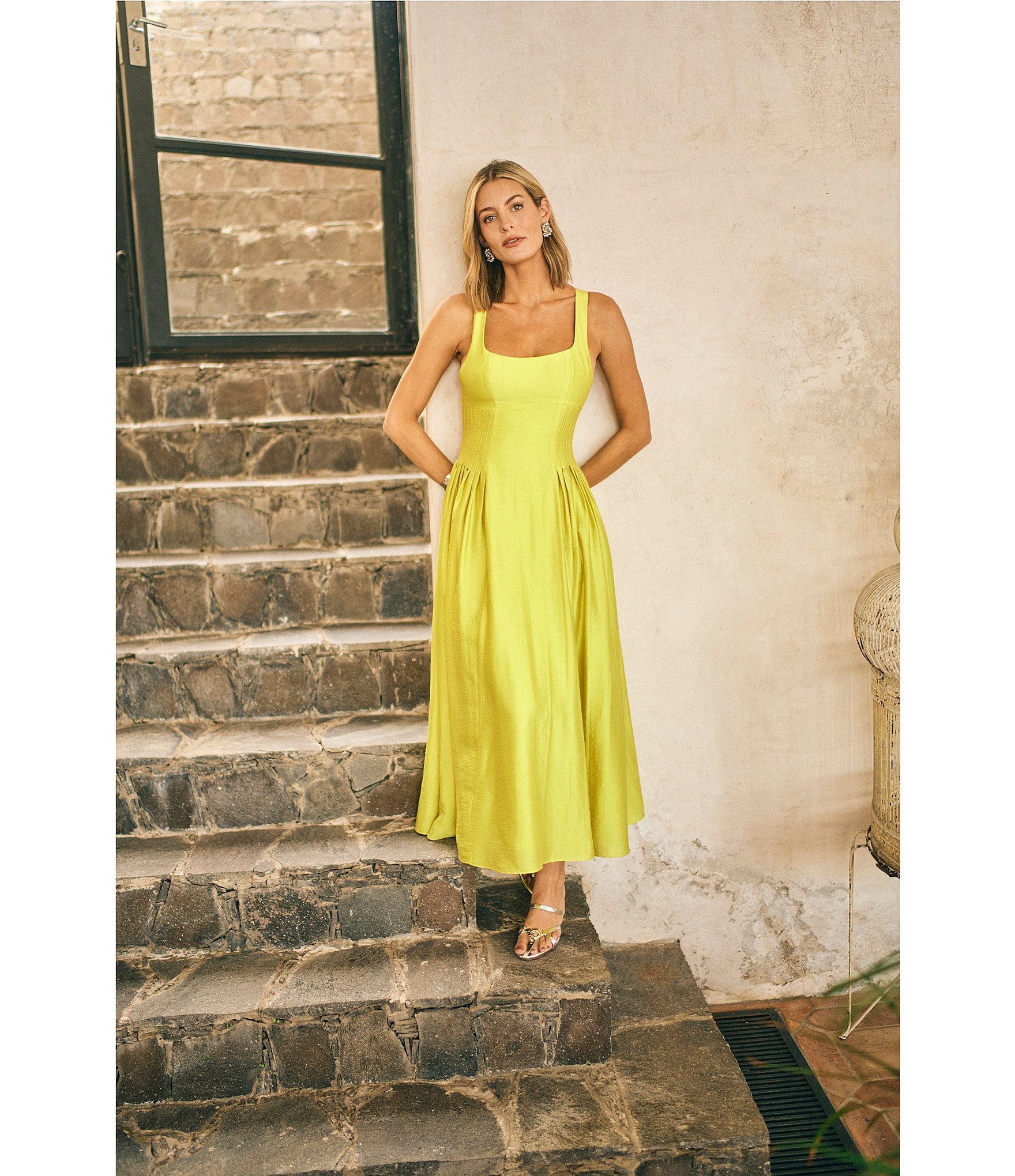 Antonio Melani x M.G. Style Jen A-Line Square Neck Sleeveless Dress