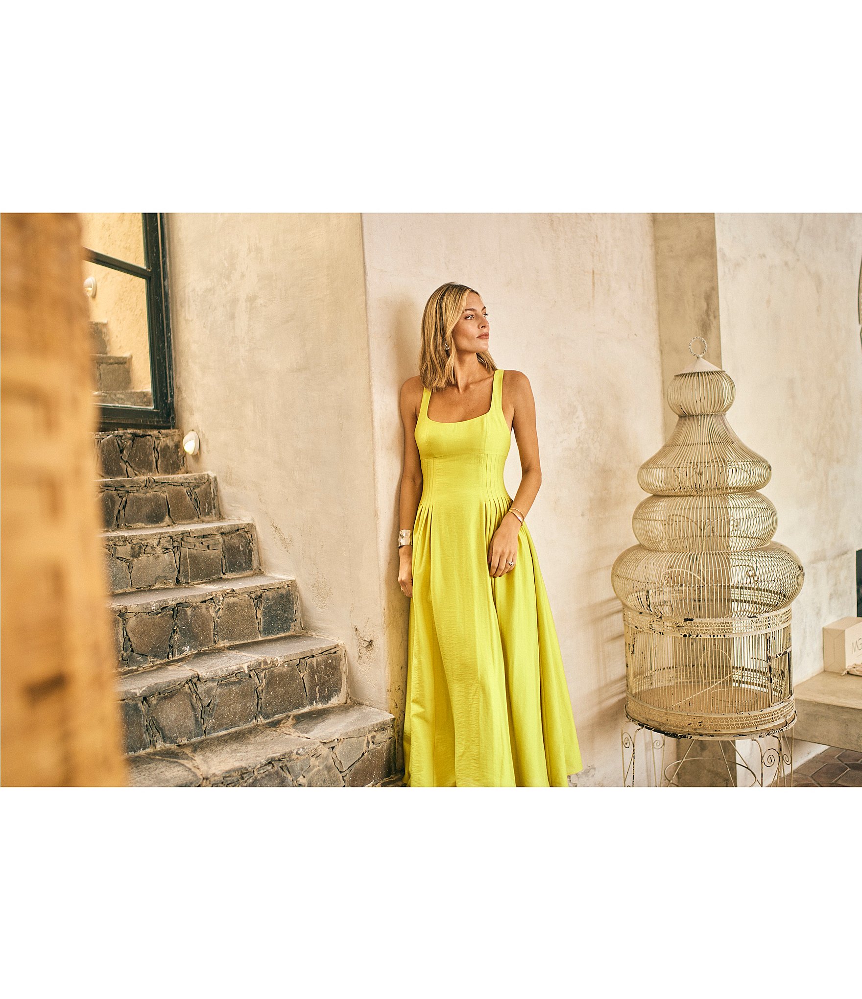 Antonio Melani x M.G. Style Jen A-Line Square Neck Sleeveless Dress