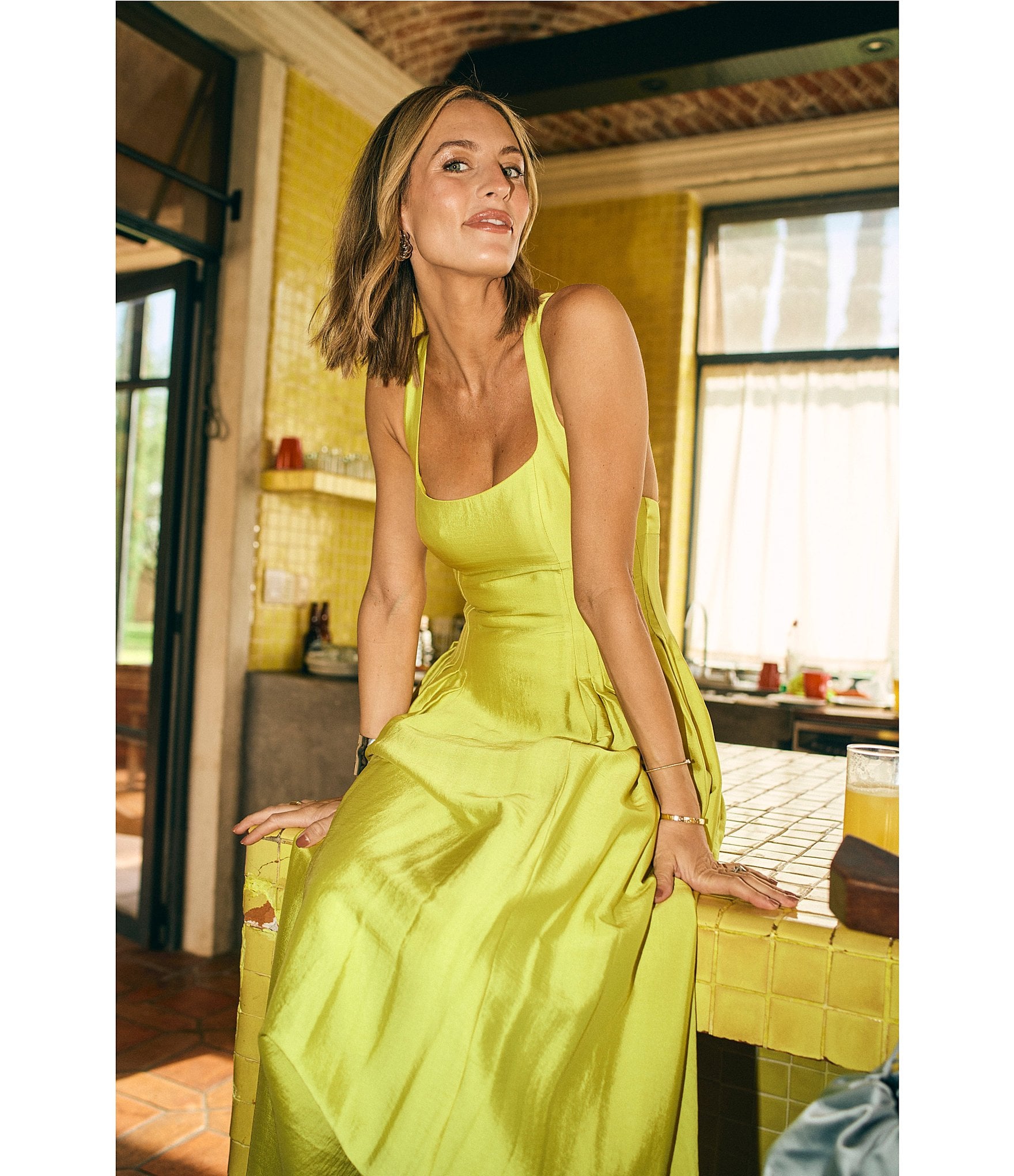Antonio Melani x M.G. Style Jen A-Line Square Neck Sleeveless Dress