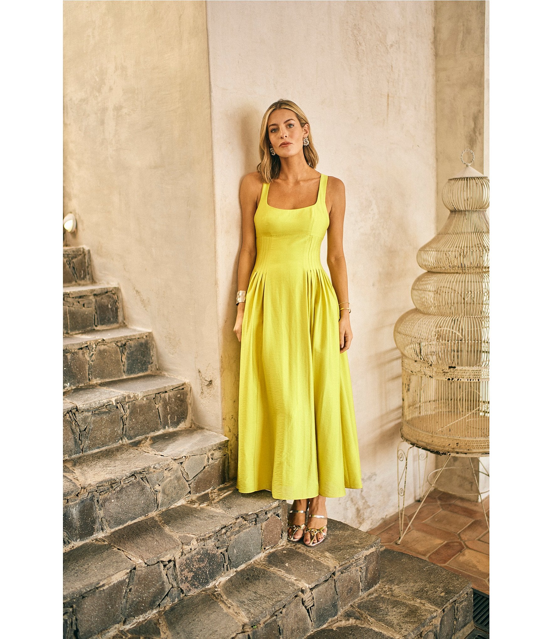 Antonio Melani x M.G. Style Jen A-Line Square Neck Sleeveless Dress