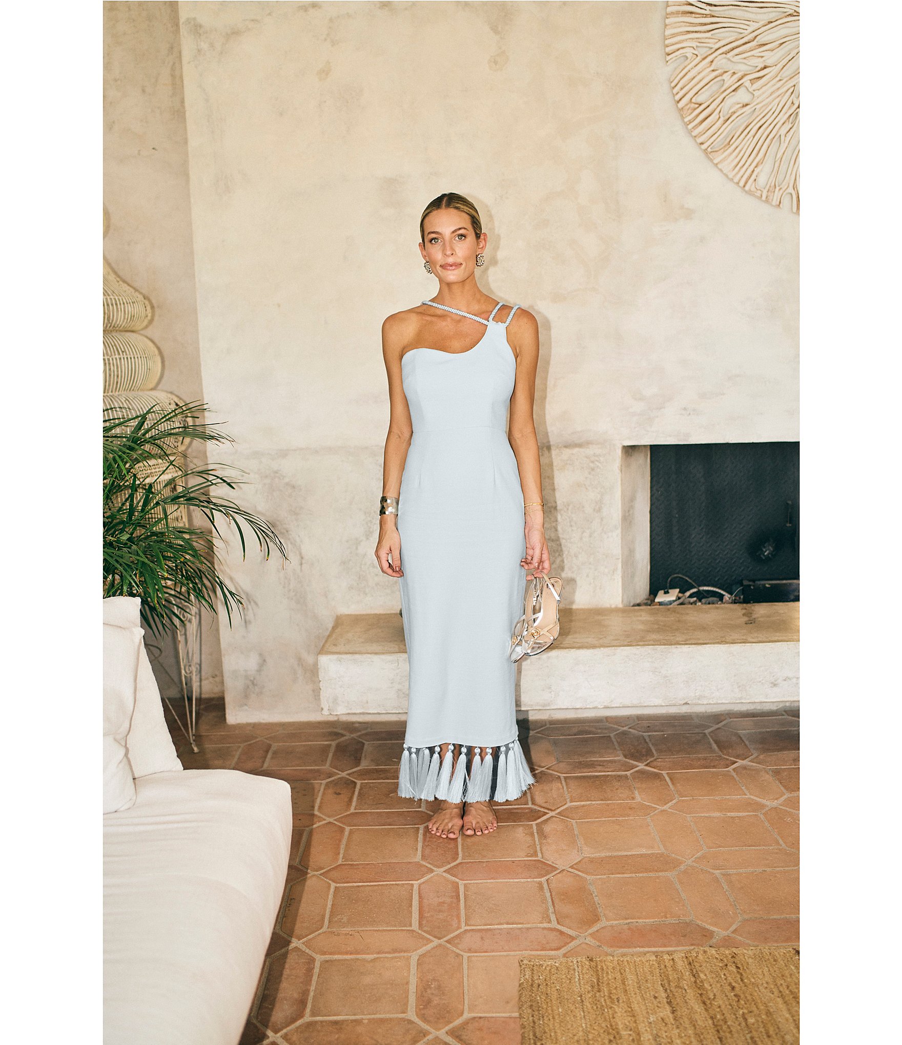 Antonio Melani x M.G. Style Kate One Shoulder Sweetheart Neckline Fringe Dress